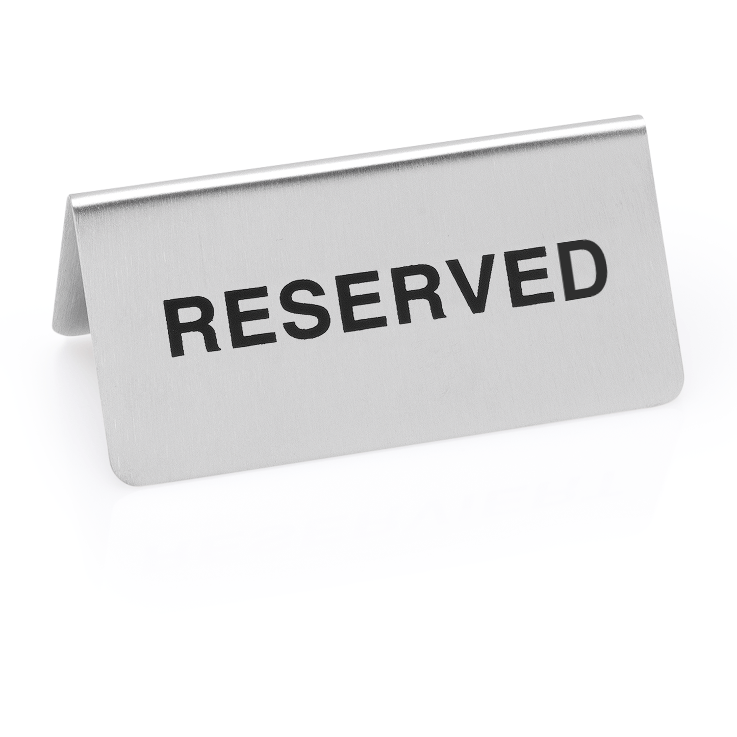 Hinweisschild "Reserved" Set, 10 x 5 x 5 cm, Set á 12 Stück, Chromnickelstahl