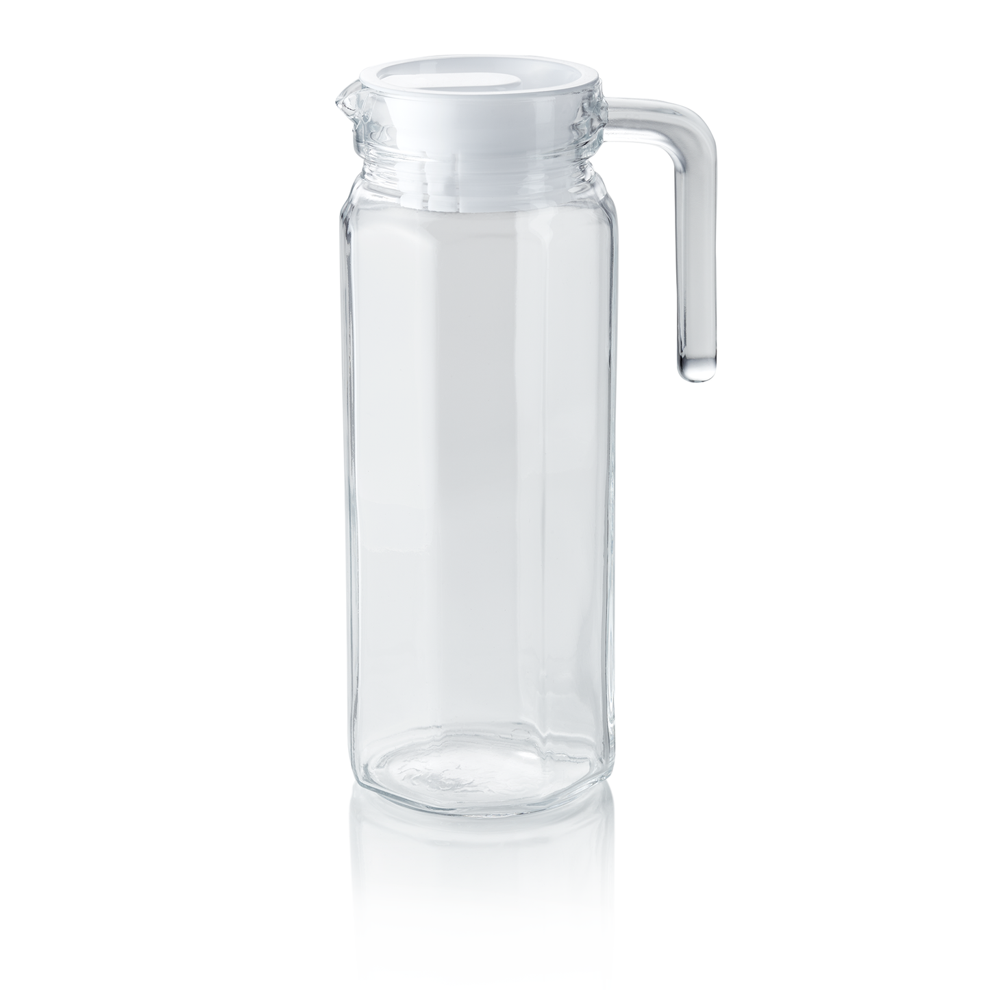 Krug mit Kunststoffdeckel, 1 ltr., Ø 8,5 cm, Kunststoff, Glas