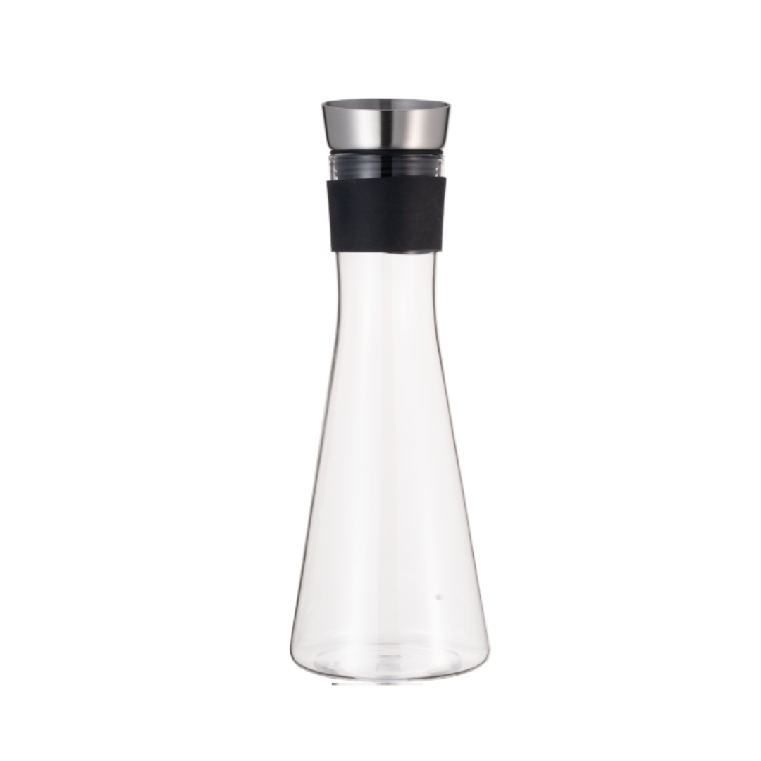 Karaffe, 1,0 ltr., Ø 7 cm, Borosilikatglas, Edelstahl, Silikon