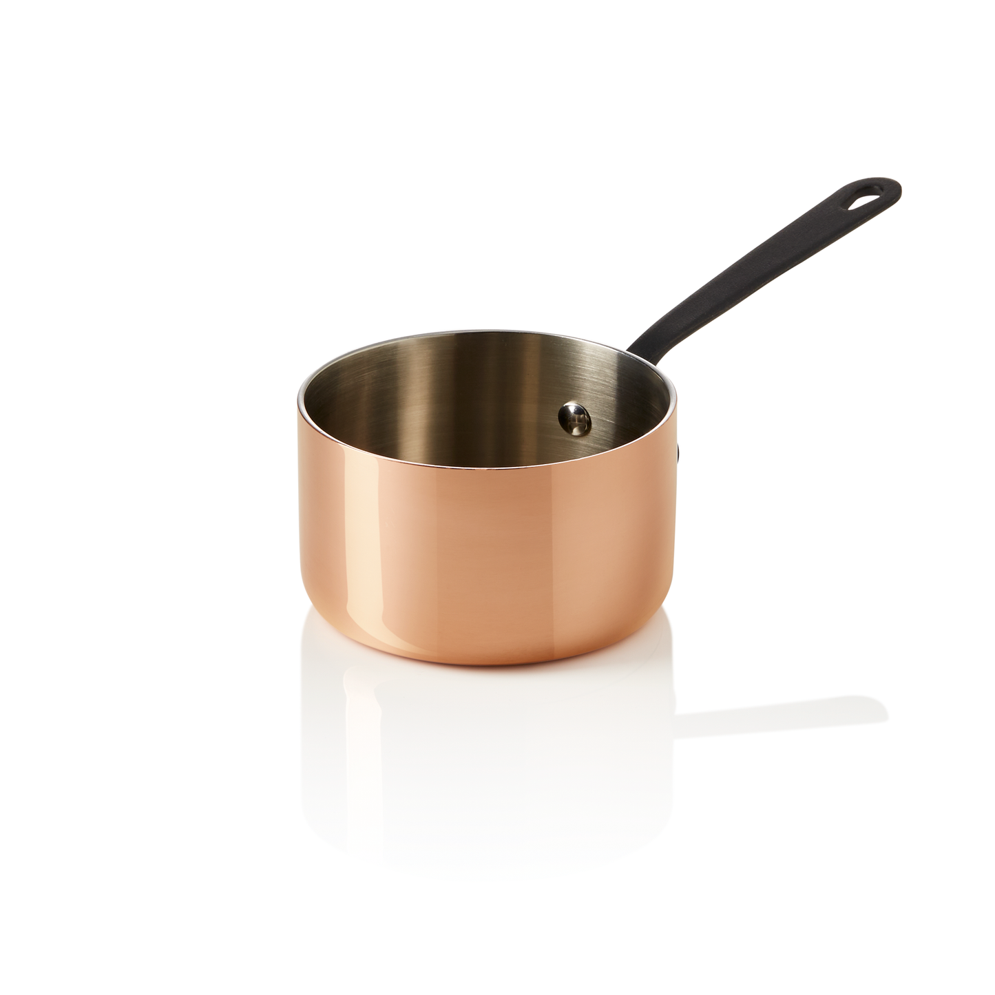 Mini Servierkasserolle MINI COPPER 3PLY mit schwarzem Griff, Ø 10 cm, 460 ml, Kupfer/Aluminium
