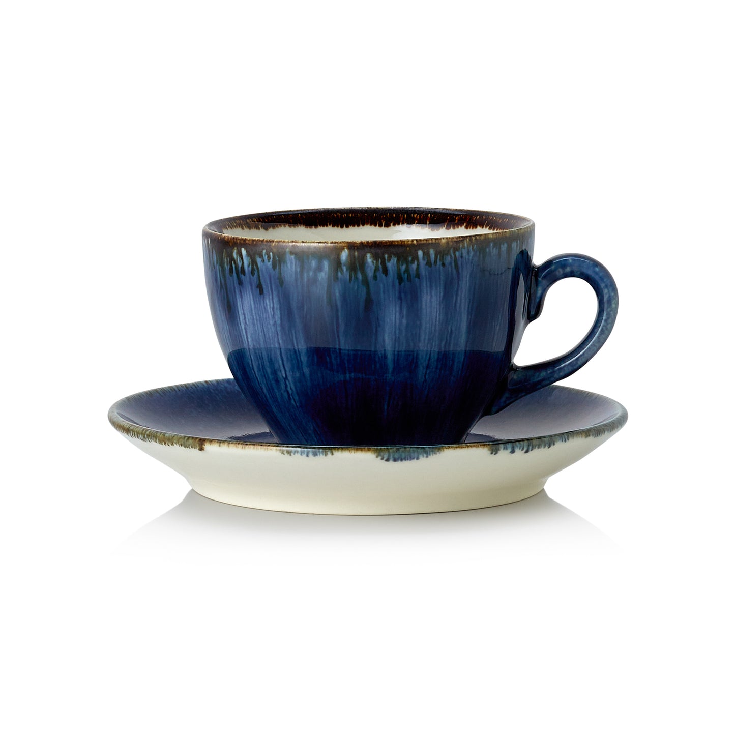 Ober- und Untertasse Set VIDA DARK OCEAN, 220 ml, Set á 6 Stück, dark ocean, Porzellan