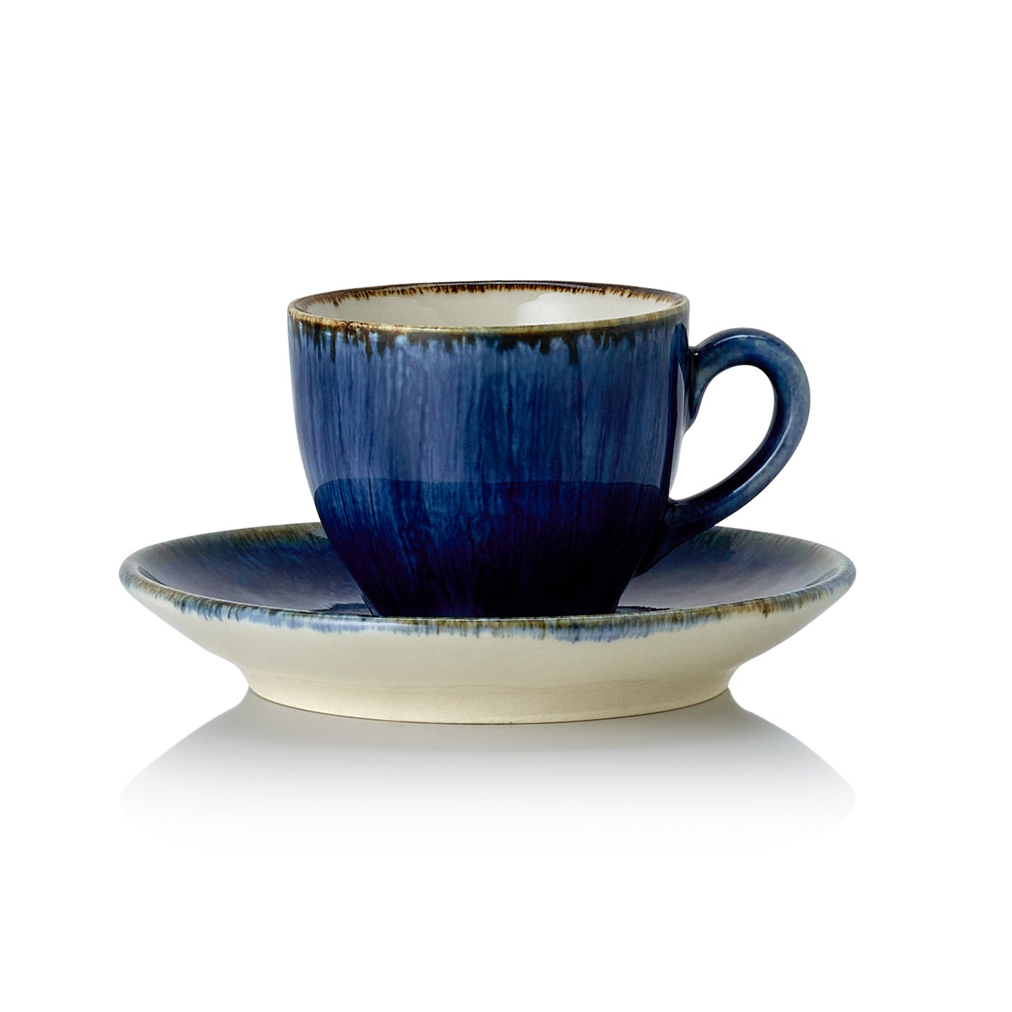 Espresso- und Untertasse Set VIDA DARK OCEAN, 90 ml, Set á 6 Stück, dark ocean, Porzellan
