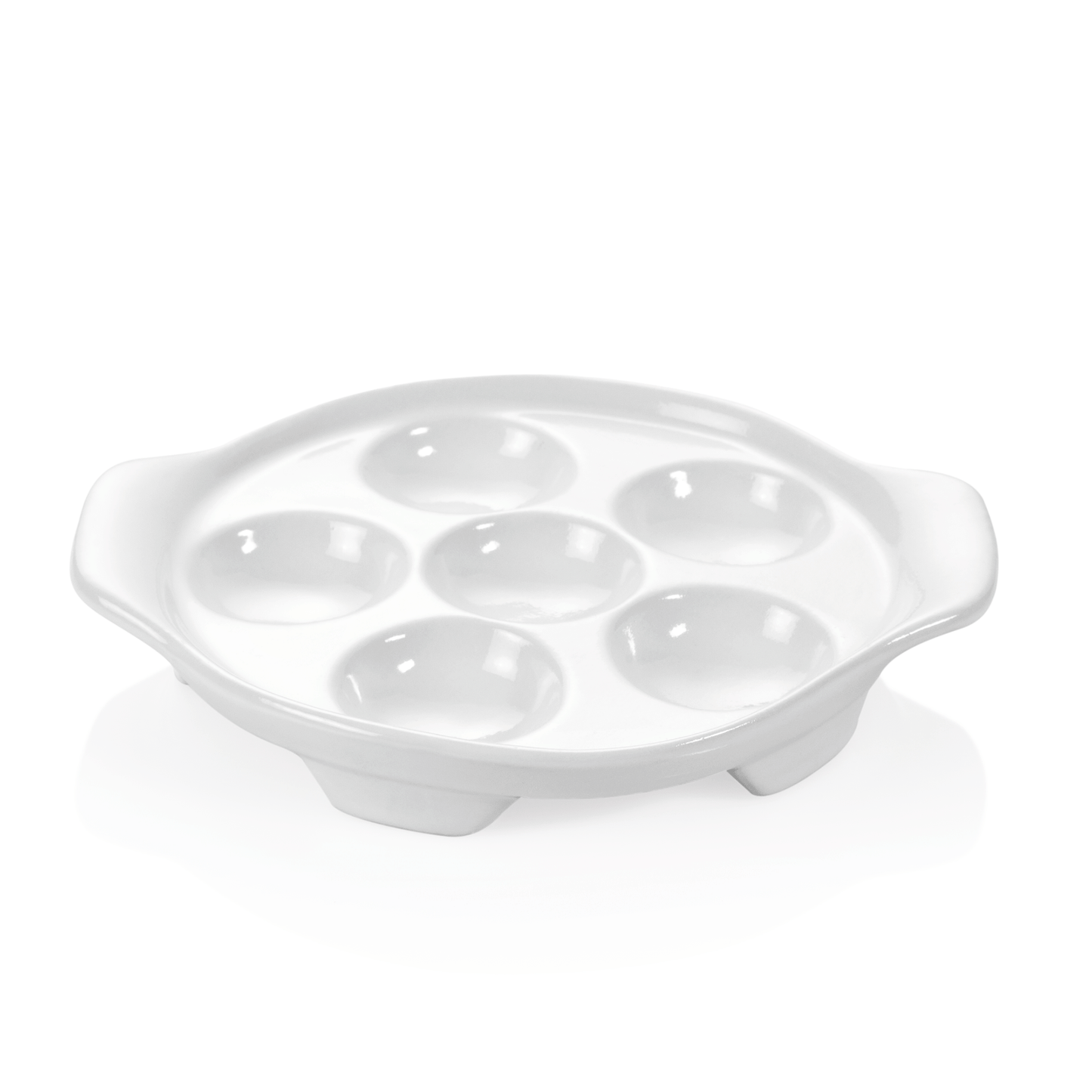 Schneckenpfanne für 6 Schnecken Set, Ø 15 cm, mit Lappengriffen, Set á 6 Stück, Porzellan