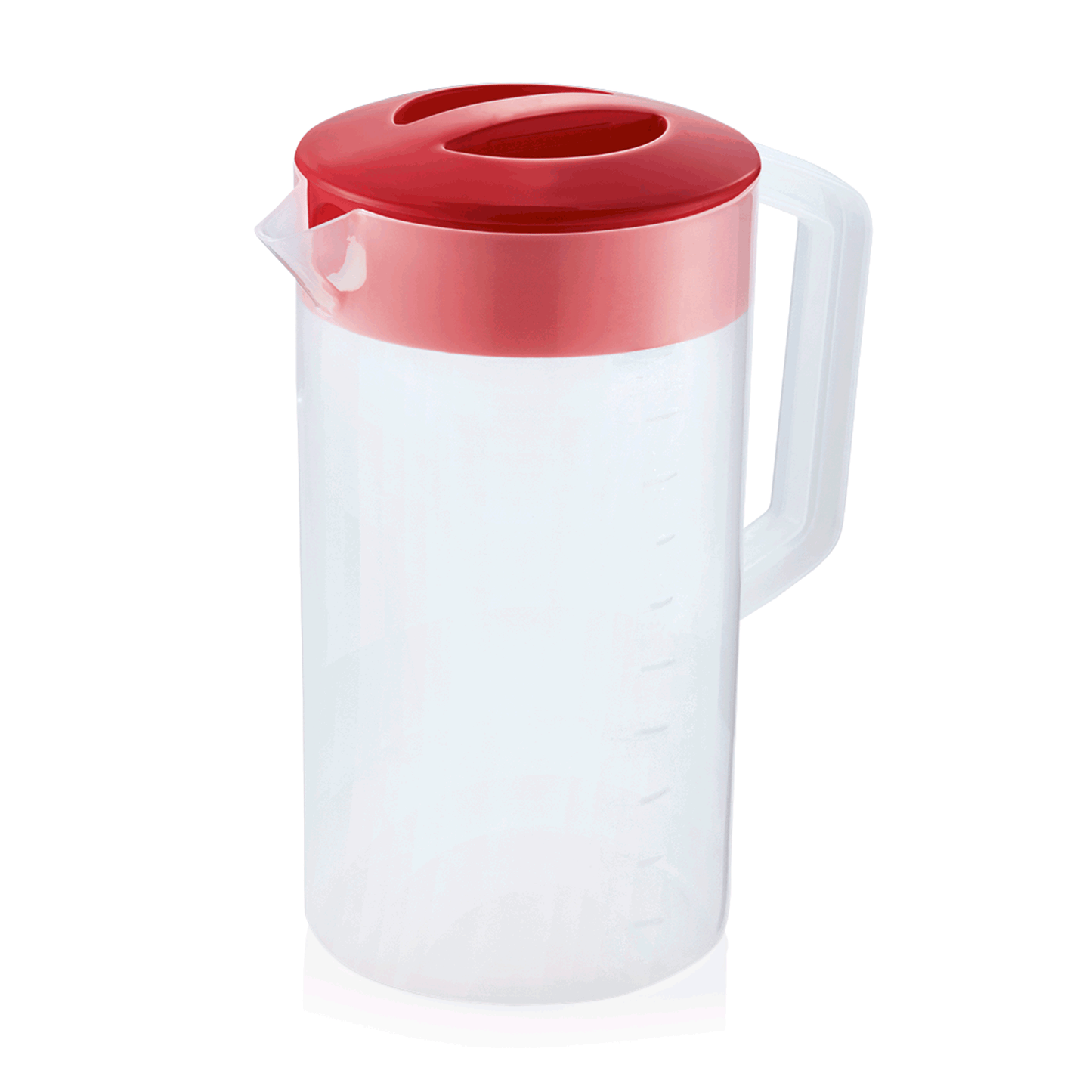 Kanne mit rotem Deckel, 2,5 ltr., Skalierung 250 ml, Polypropylen