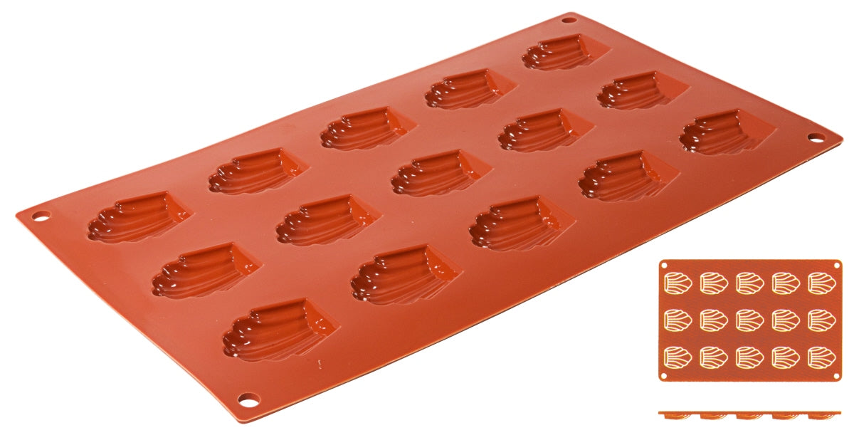 Silikon-Backmatte, MADELEINE mit 9 Formen, reinem flexiblen Silikon, Größe wählbar