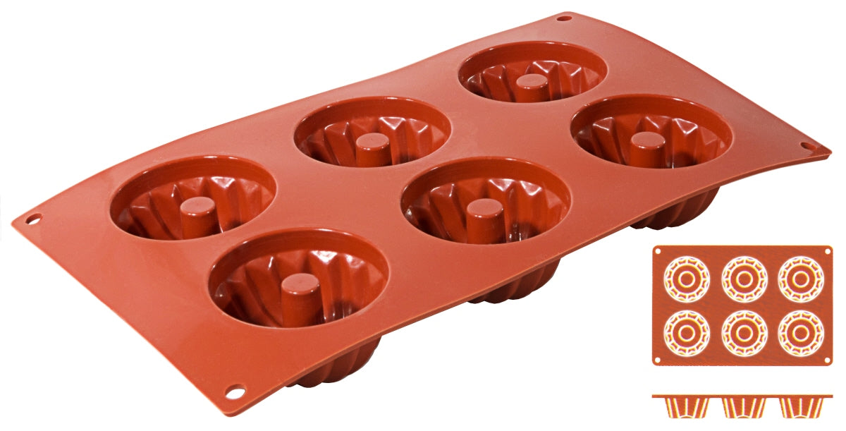 Silikon-Backmatte, GUGELHUPF mit 6 Formen