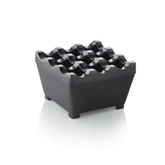 Windaschenbecher, 7,5 x 7,5 x 4,5 cm, schwarz verchromt, Zinkguss  