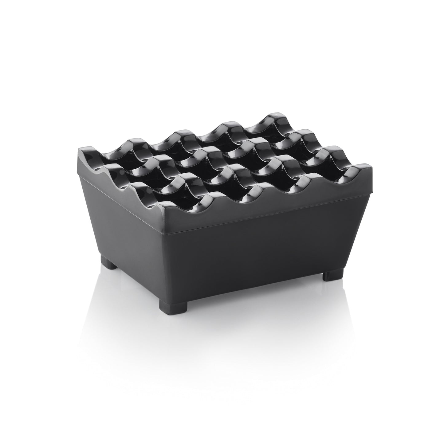 Windaschenbecher, 9,5 x 7,5 x 4,5 cm, schwarz verchromt, Zinkguss  