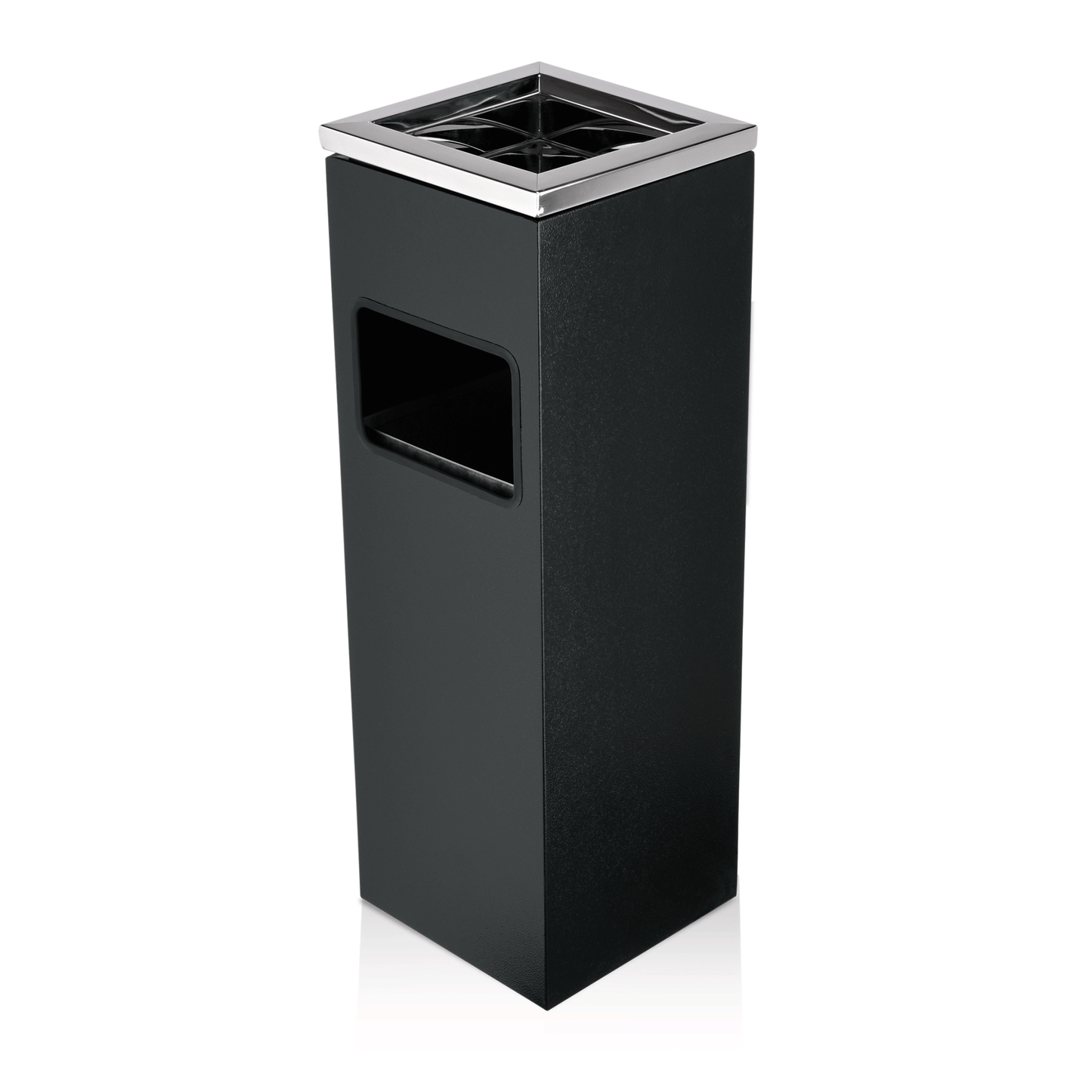 Standascher, 20 x 20 x 60 cm, pulverbeschichteter Stahl, schwarz/Edelstahl  
