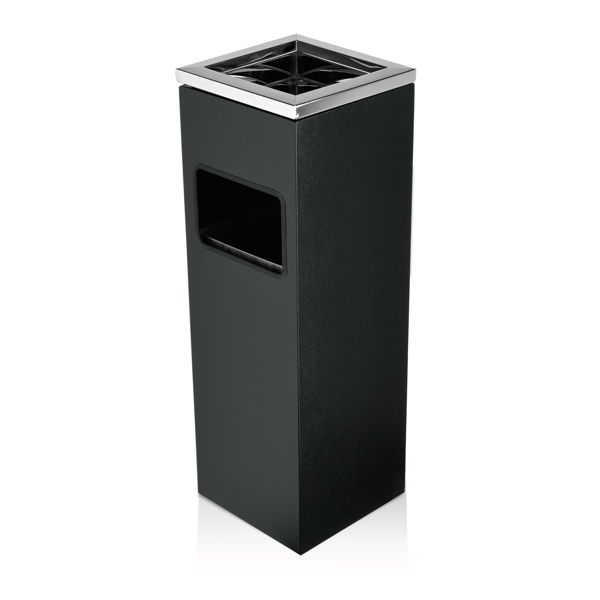 Standascher, 20 x 20 x 60 cm, pulverbeschichteter Stahl, schwarz/Edelstahl  