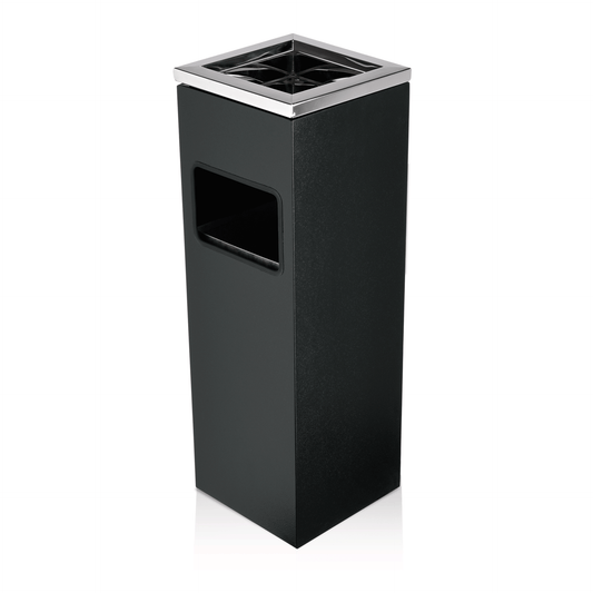 Standascher, 20 x 20 x 60 cm, pulverbeschichteter Stahl, schwarz/Edelstahl  
