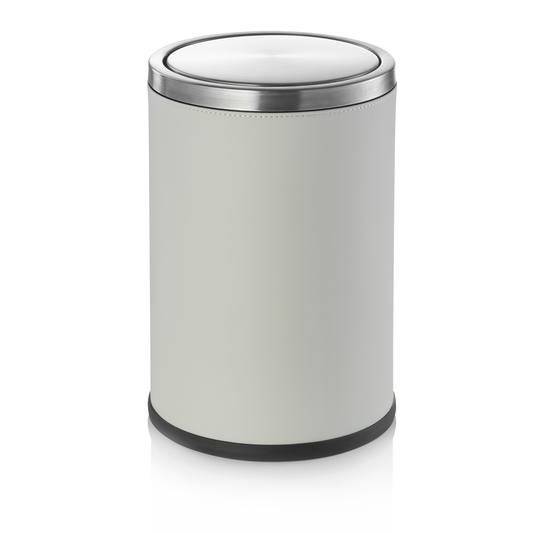 Abfalleimer, 9 ltr., Ø 20 cm, beige, Edelstahl/Kunstleder  