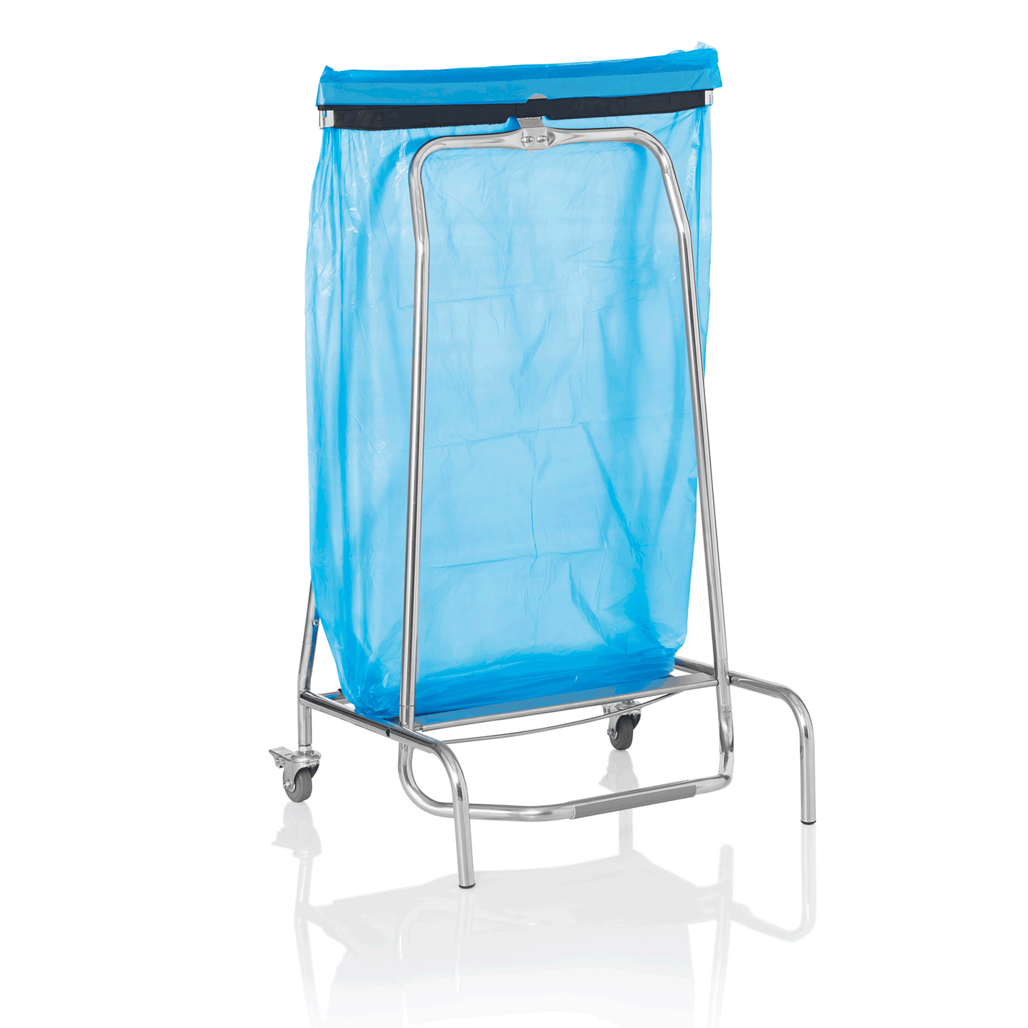 Müllbeutelhalter mit Fußpedal, Höhe 95 cm, Edelstahl  