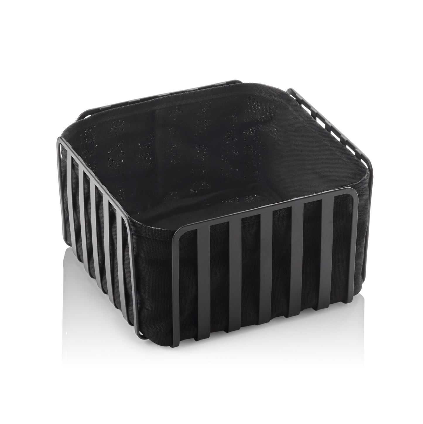 Korb, 19 x 19 x 10,5 cm, schwarz pulverbeschichtet, Metall, Baumwolle 