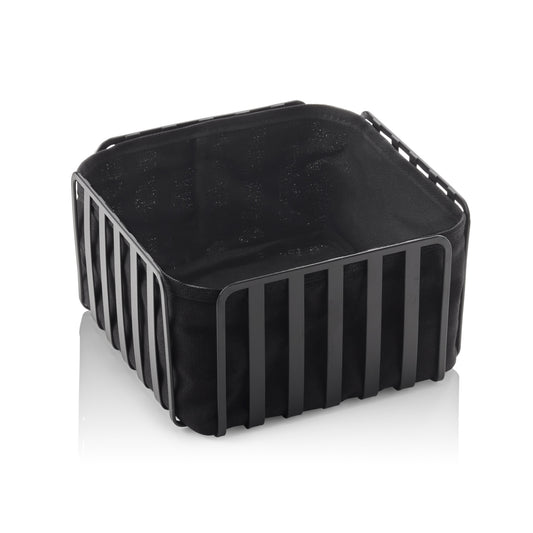 Korb, 19 x 19 x 10,5 cm, schwarz pulverbeschichtet, Metall, Baumwolle 