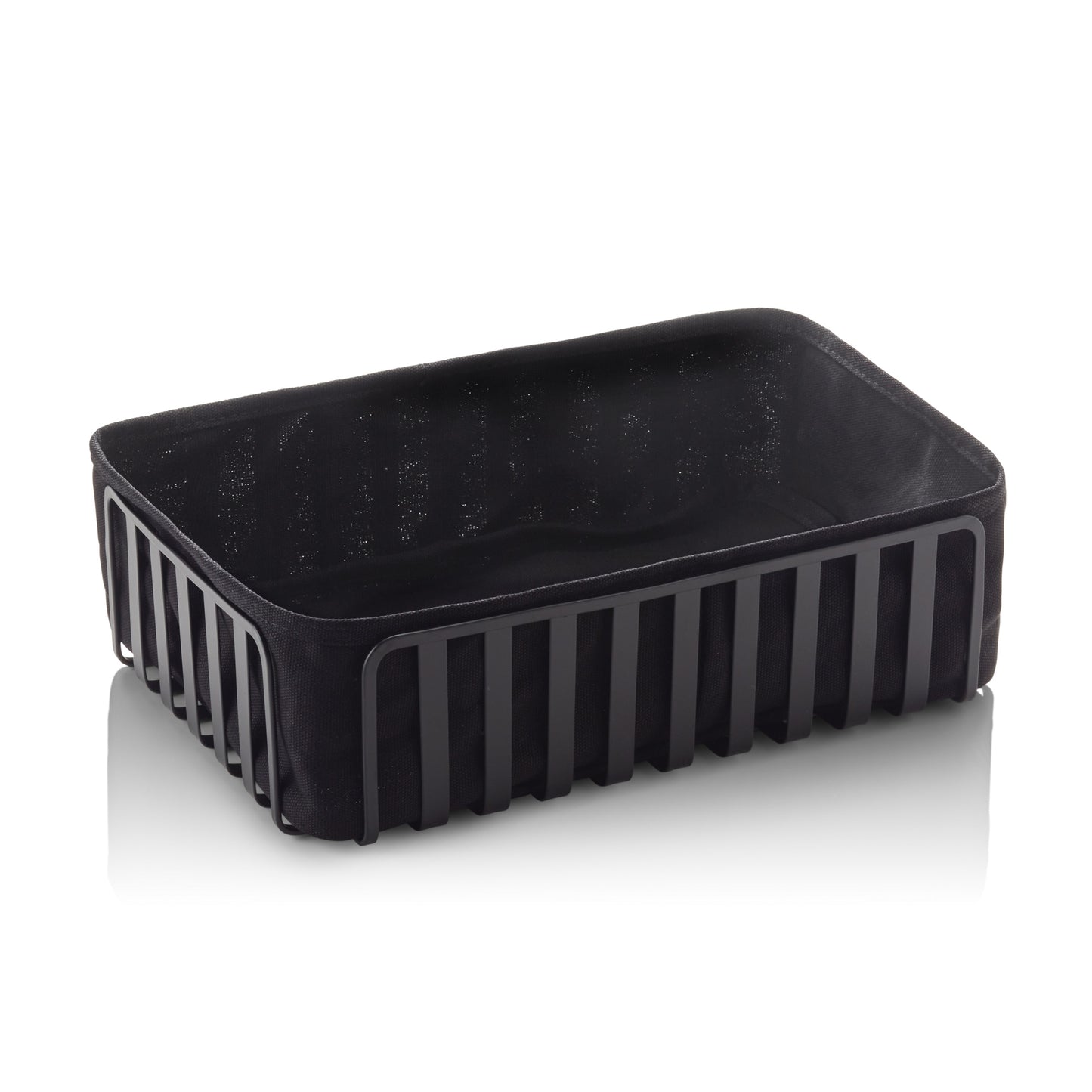 Korb, 28,5 x 18,5 x 8 cm, schwarz pulverbeschichtet, Metall, Baumwolle 