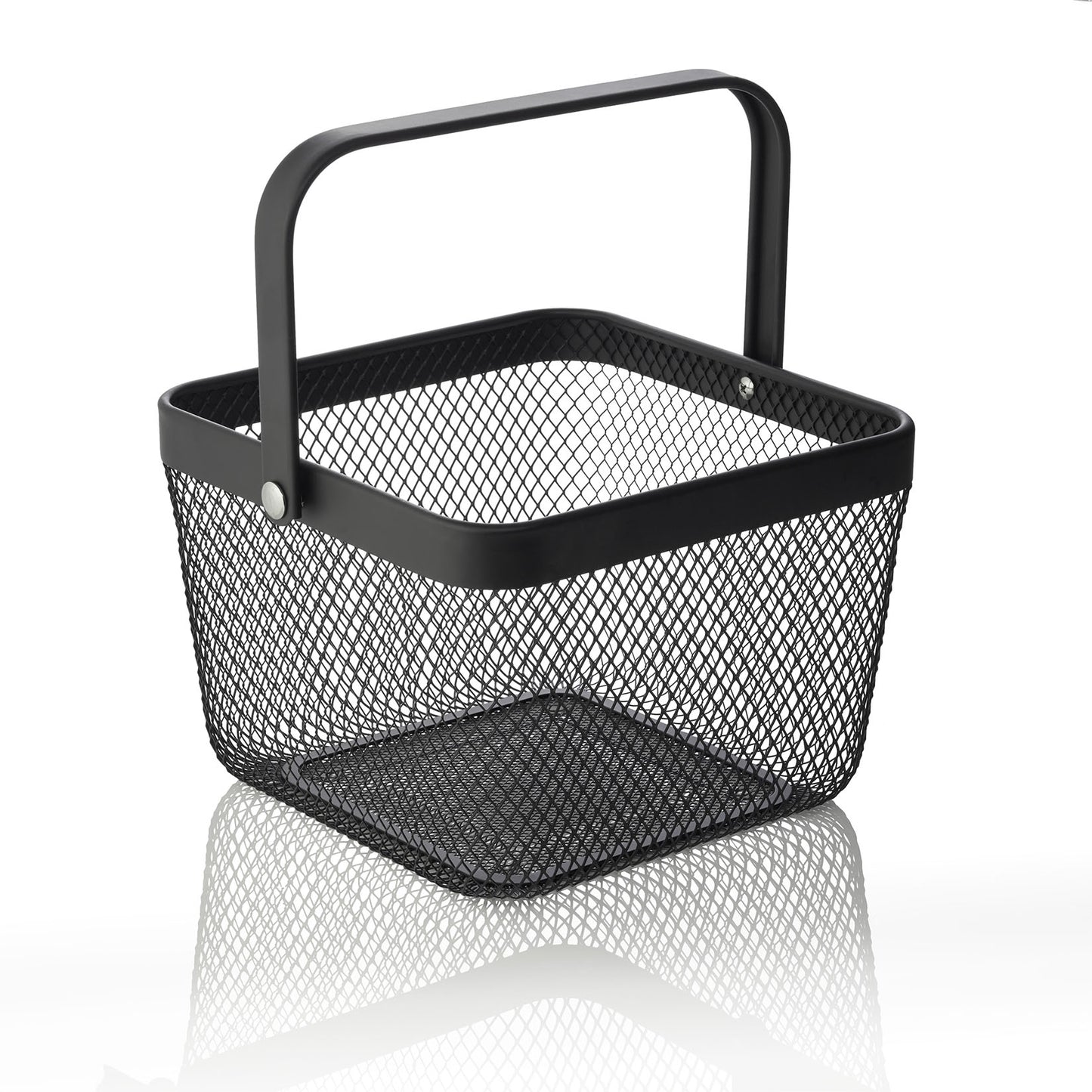 Korb, 24,5 x 24,5 x 17,5 cm, schwarz pulverbeschichtet, Metall 