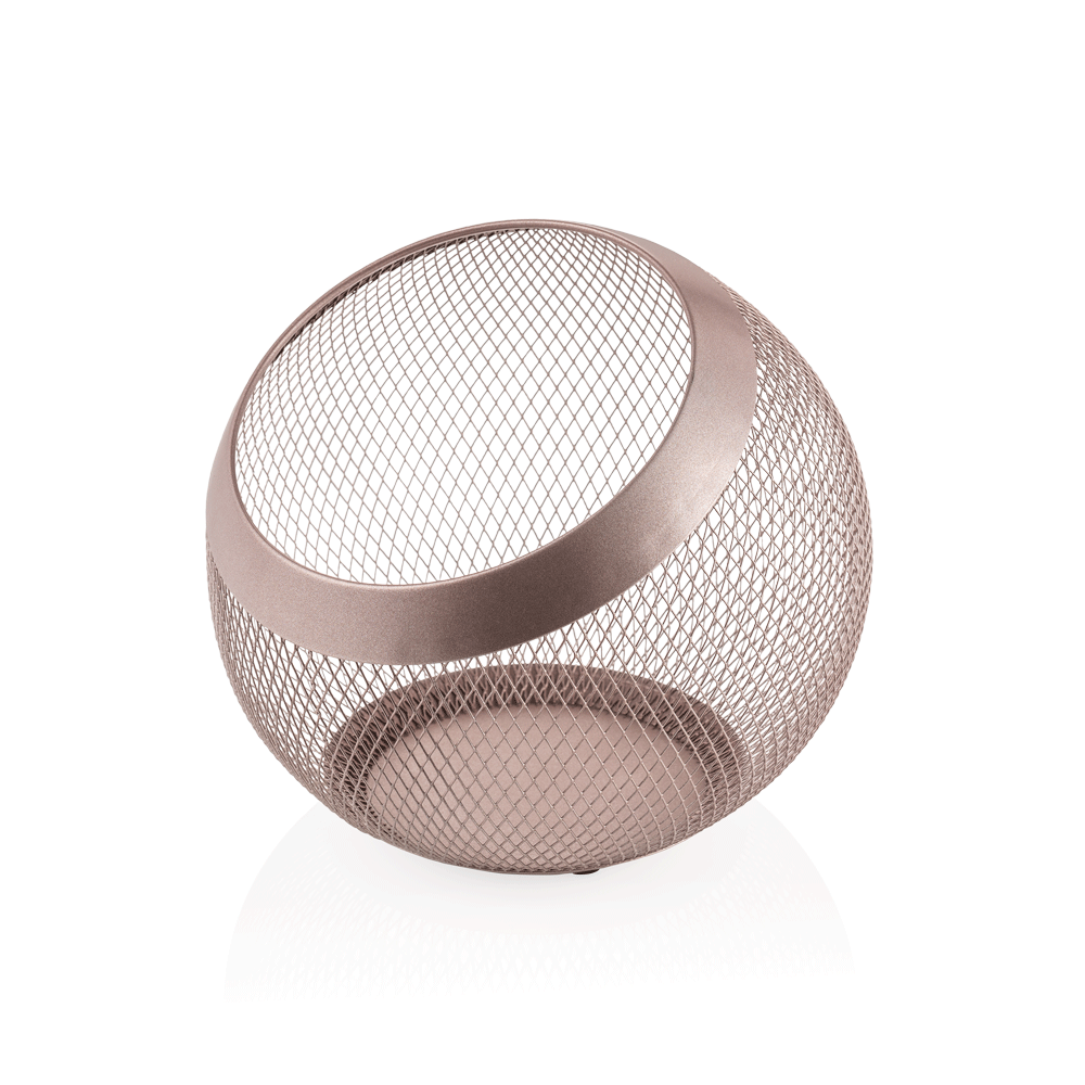 Korb, Ø 24 cm, Höhe 24 cm, rosé gold pulverbeschichtet, Metall 