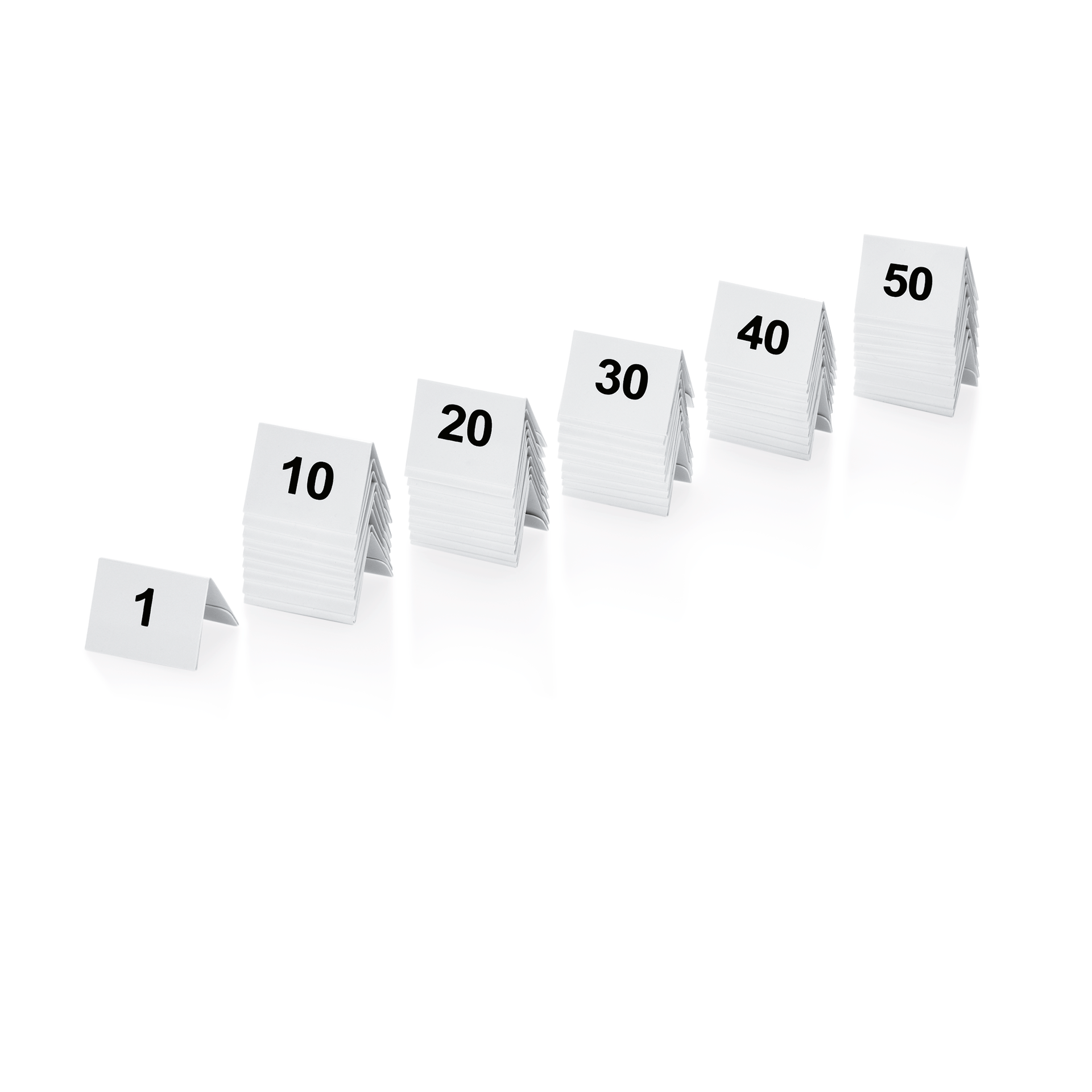 Tischnummernschild Set 1-50, 5 x 3,5 x 3,5 cm, 50-teilig, Kunststoff 