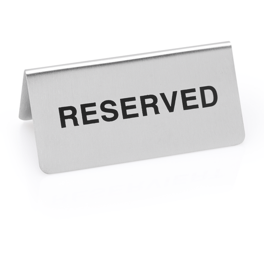 Hinweisschild "Reserved" Set, 10 x 5 x 5 cm, Set á 12 Stück, Chromnickelstahl 