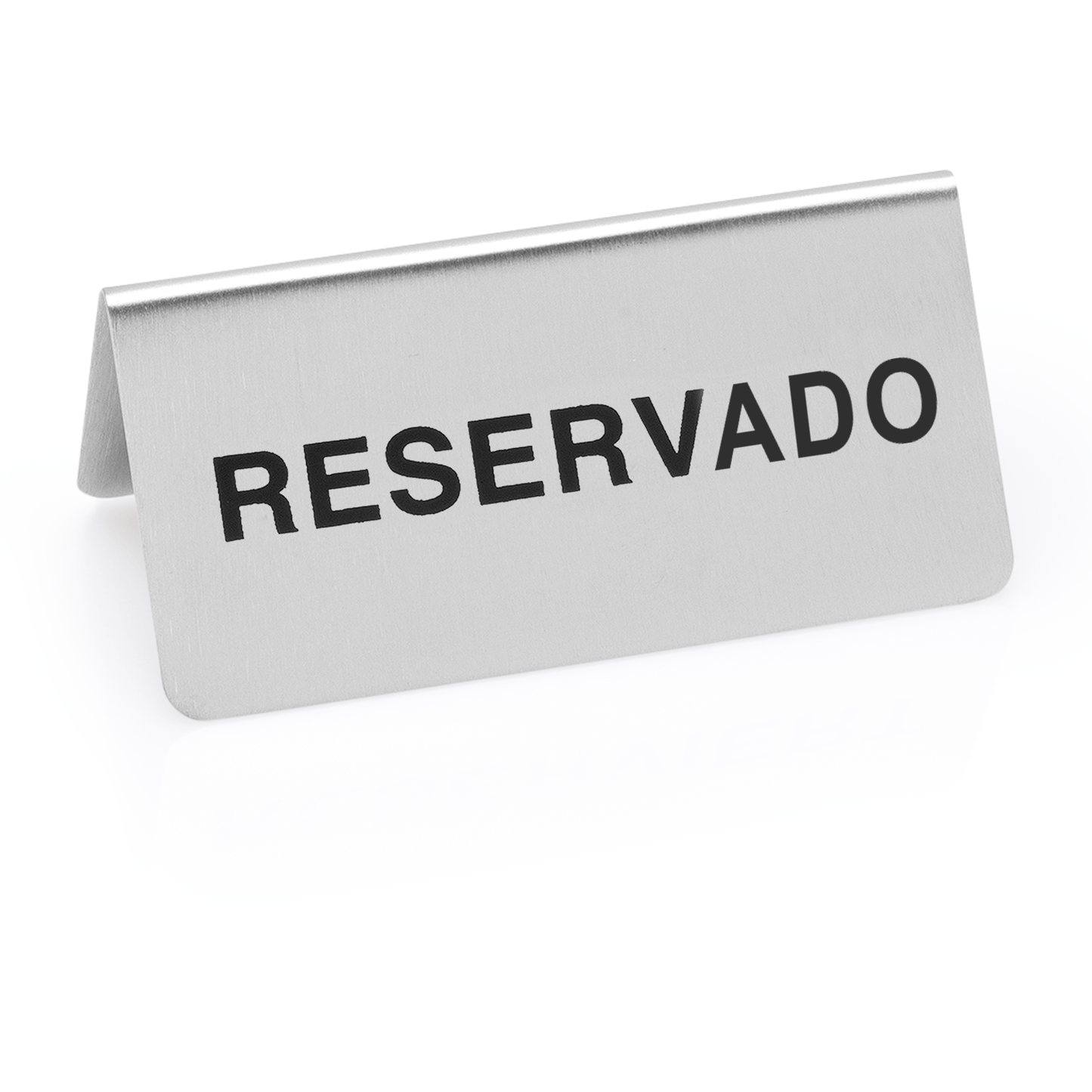 Hinweisschild "Reservado" Set, 10 x 5 x 5 cm, Set á 12 Stück, Chromnickelstahl 