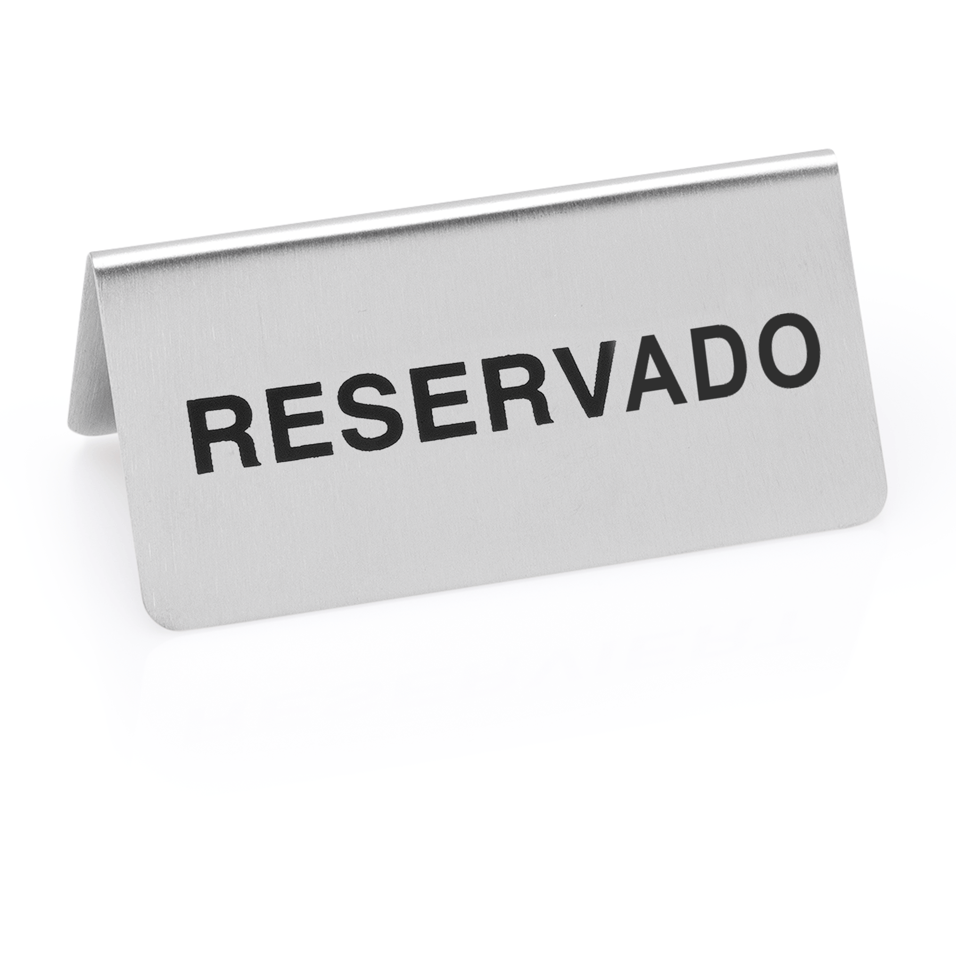 Hinweisschild "Reservado" Set, 10 x 5 x 5 cm, Set á 12 Stück, Chromnickelstahl 