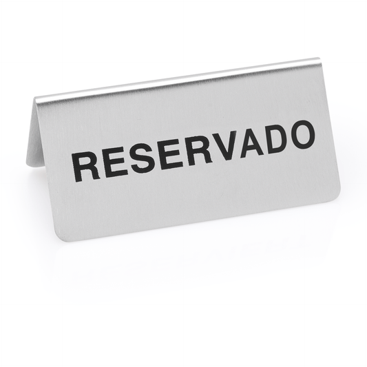 Hinweisschild "Reservado" Set, 10 x 5 x 5 cm, Set á 12 Stück, Chromnickelstahl 