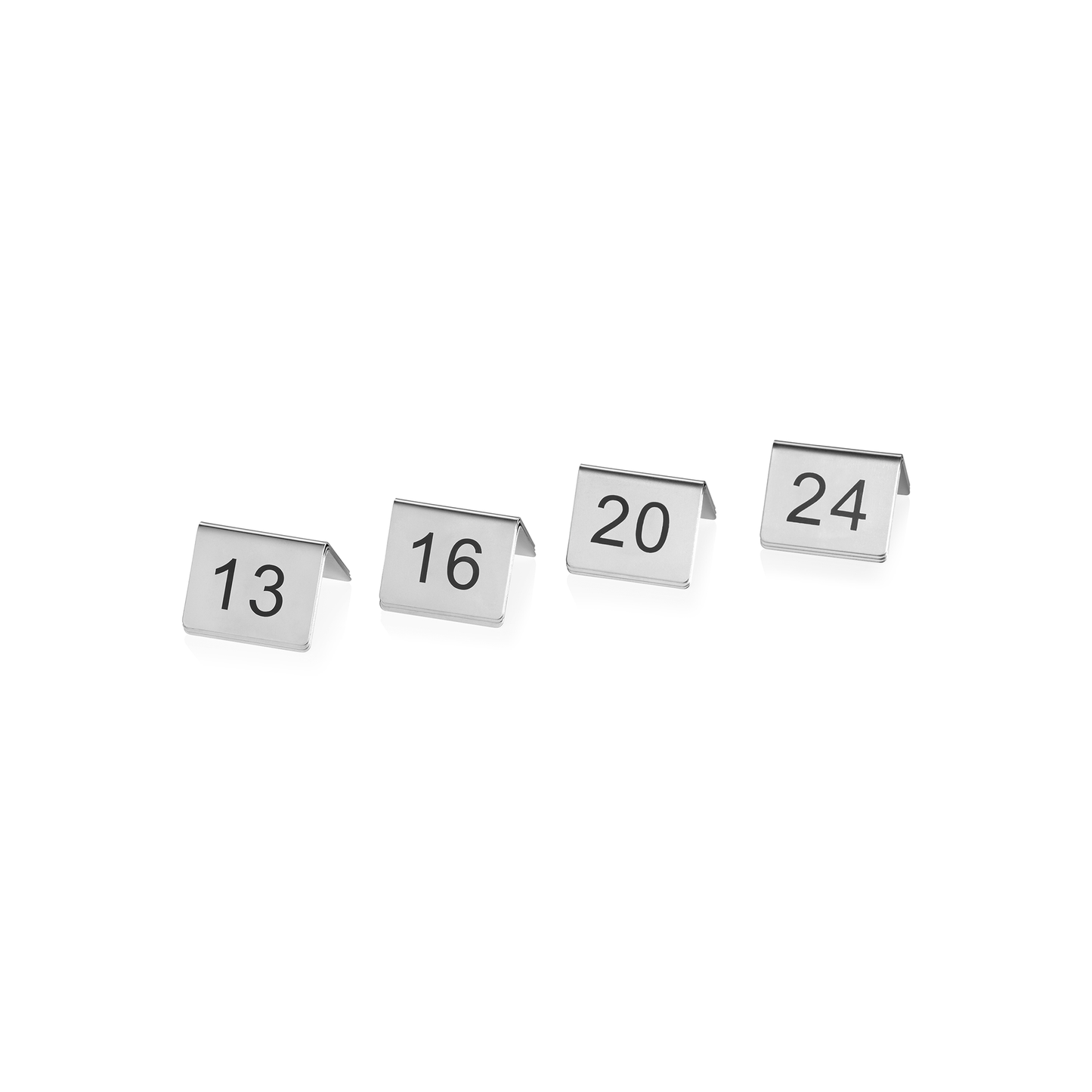 Tischnummernschild Set 13-24, 5 x 5 x 5,5 cm, 12-teilig, Chromnickelstahl 