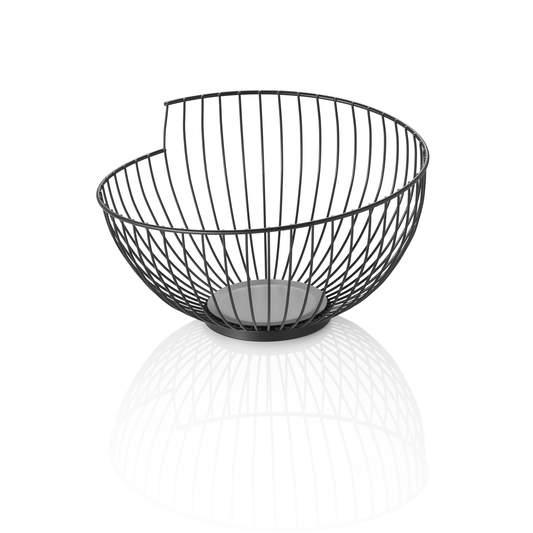 Korb, Ø 28 cm, Höhe 16,5 cm, schwarz pulverbeschichtet, Metall 