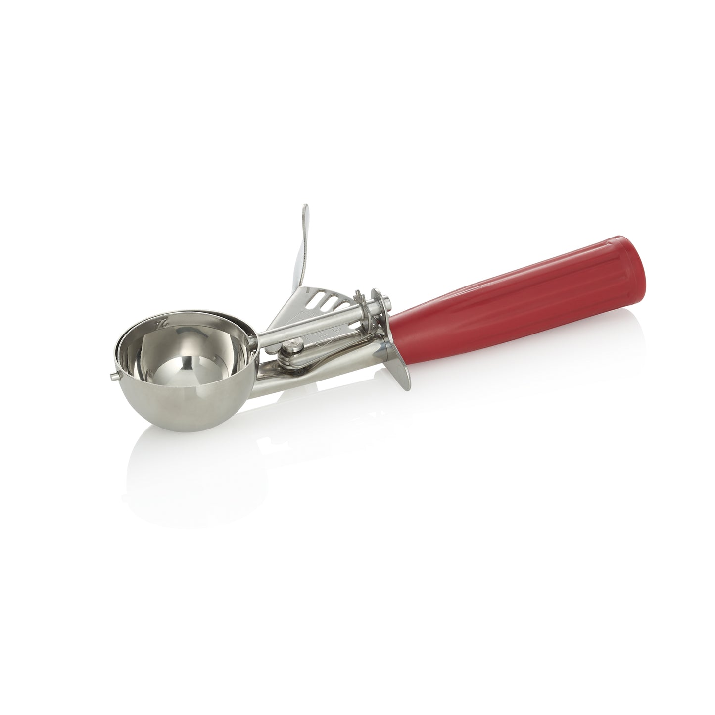 Portionierer, 20,5 cm, Ø 5 cm, roter Griff, Chromnickelstahl 18/8/Polypropylen 
