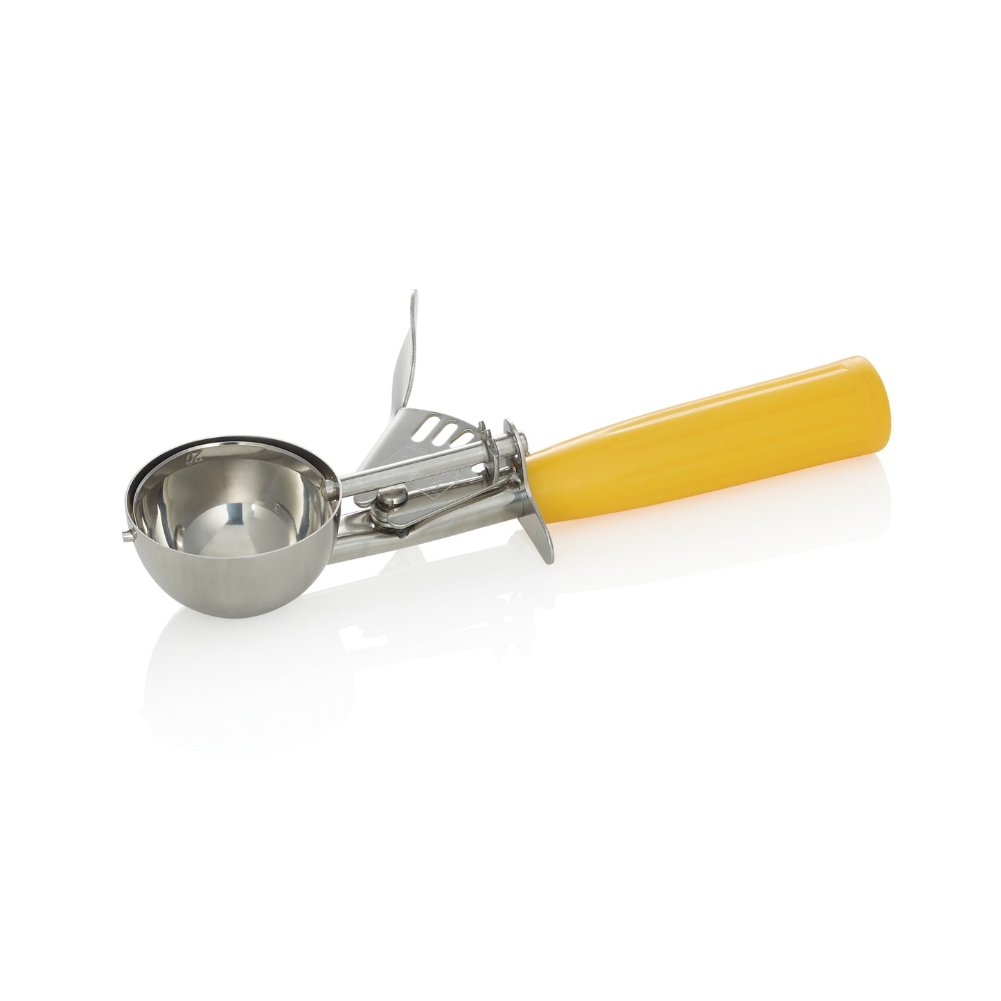 Portionierer, 21 cm,Ø 5,5 cm, gelber Griff, Chromnickelstahl 18/8/Polypropylen 