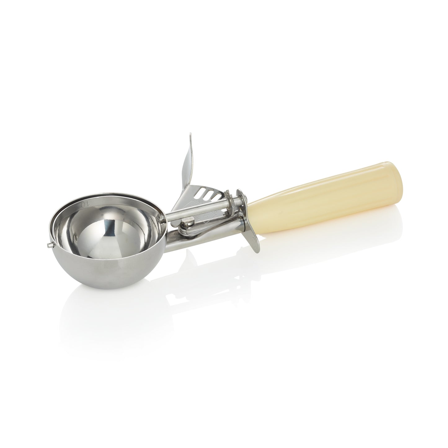 Portionierer, 22 cm, Ø 6,5 cm, cremefarbener Griff, Chromnickelstahl 18/8/Polypropylen 