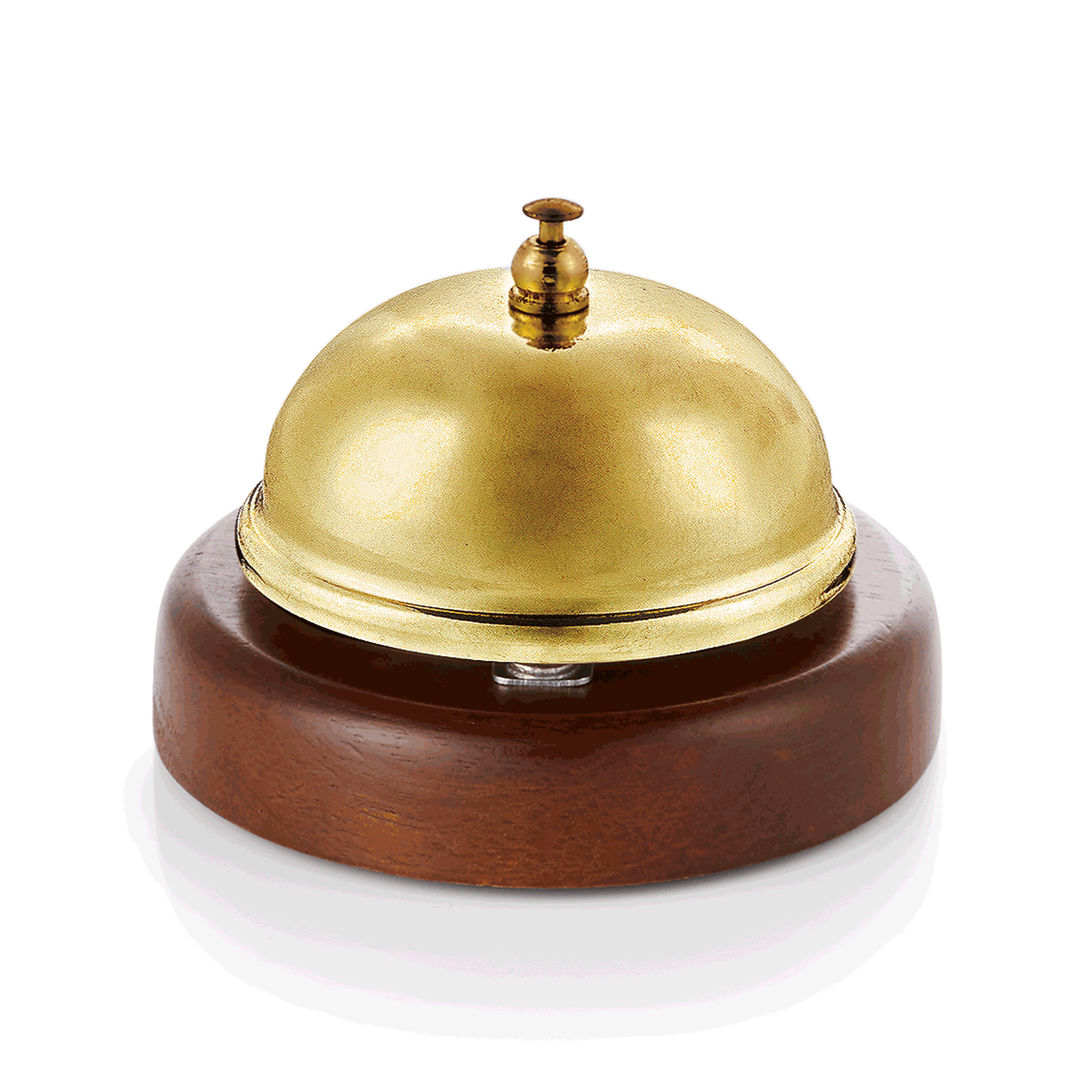 Rezeptionsglocke mit Holzunterteil, Ø 9 cm, goldfarben, Edelstahl 