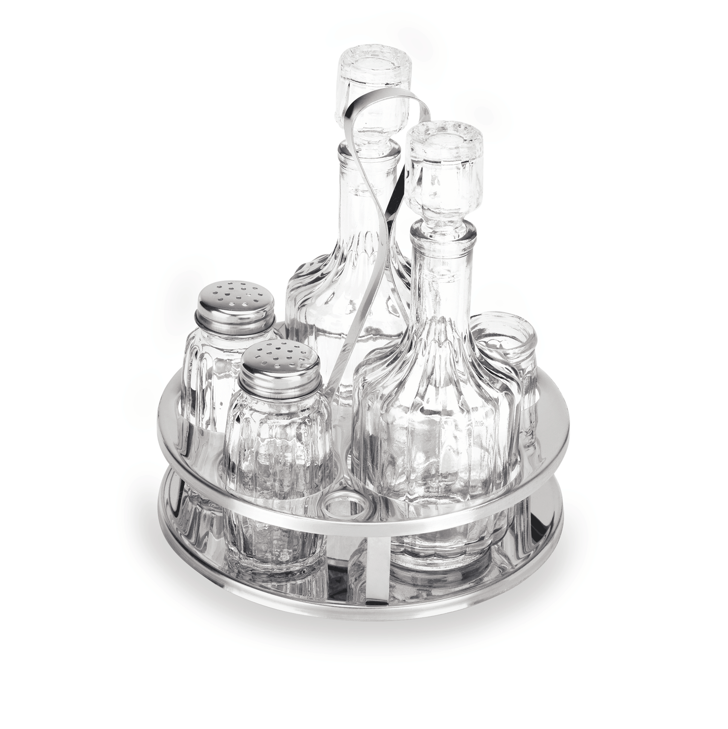 Menage 5-teilig MENAGE 1480, Essig & Öl, Salz & Pfeffer, Zahlstocher, Höhe 17 cm, Edelstahl, Glas 