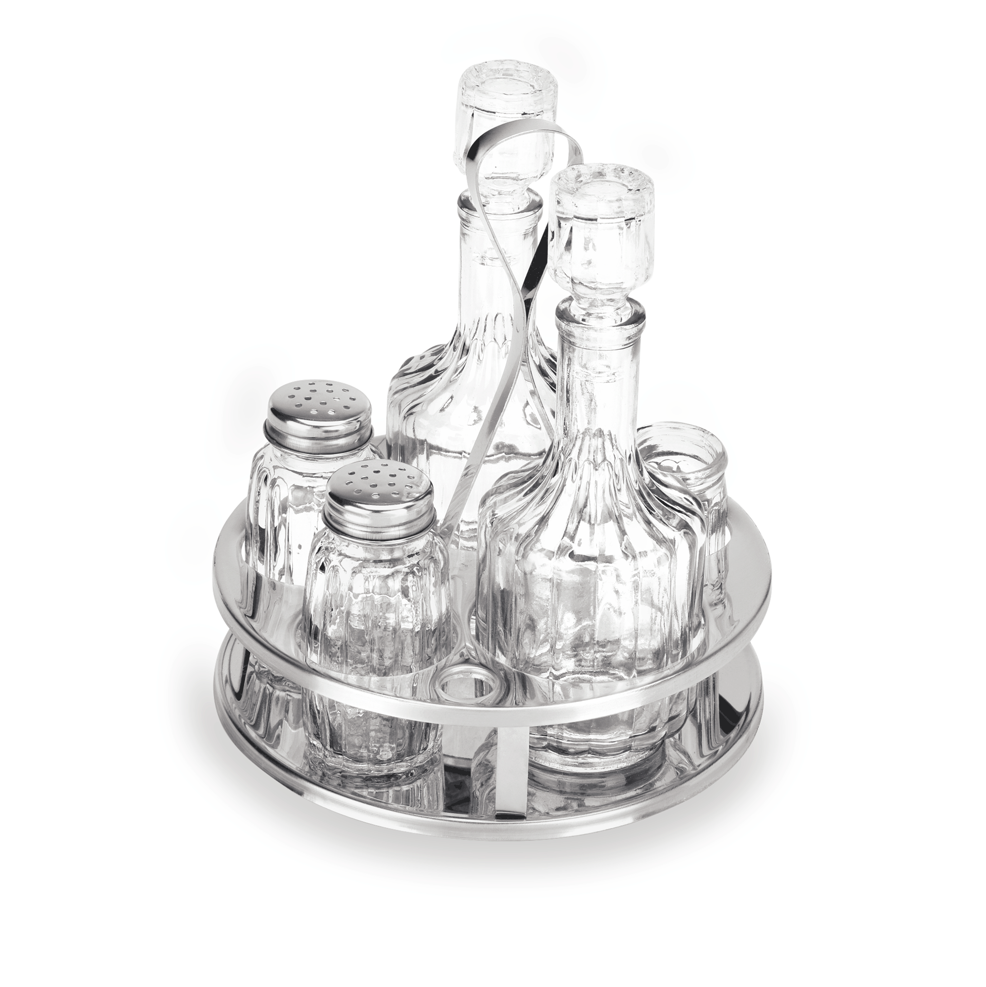 Menage 5-teilig MENAGE 1480, Essig & Öl, Salz & Pfeffer, Zahlstocher, Höhe 17 cm, Edelstahl, Glas 