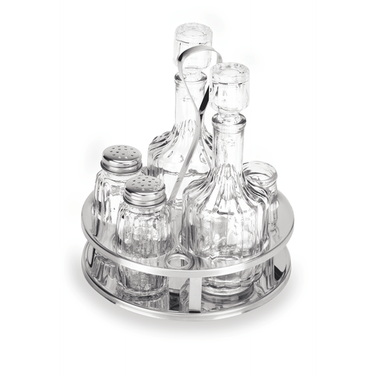 Menage 5-teilig MENAGE 1480, Essig & Öl, Salz & Pfeffer, Zahlstocher, Höhe 17 cm, Edelstahl, Glas 
