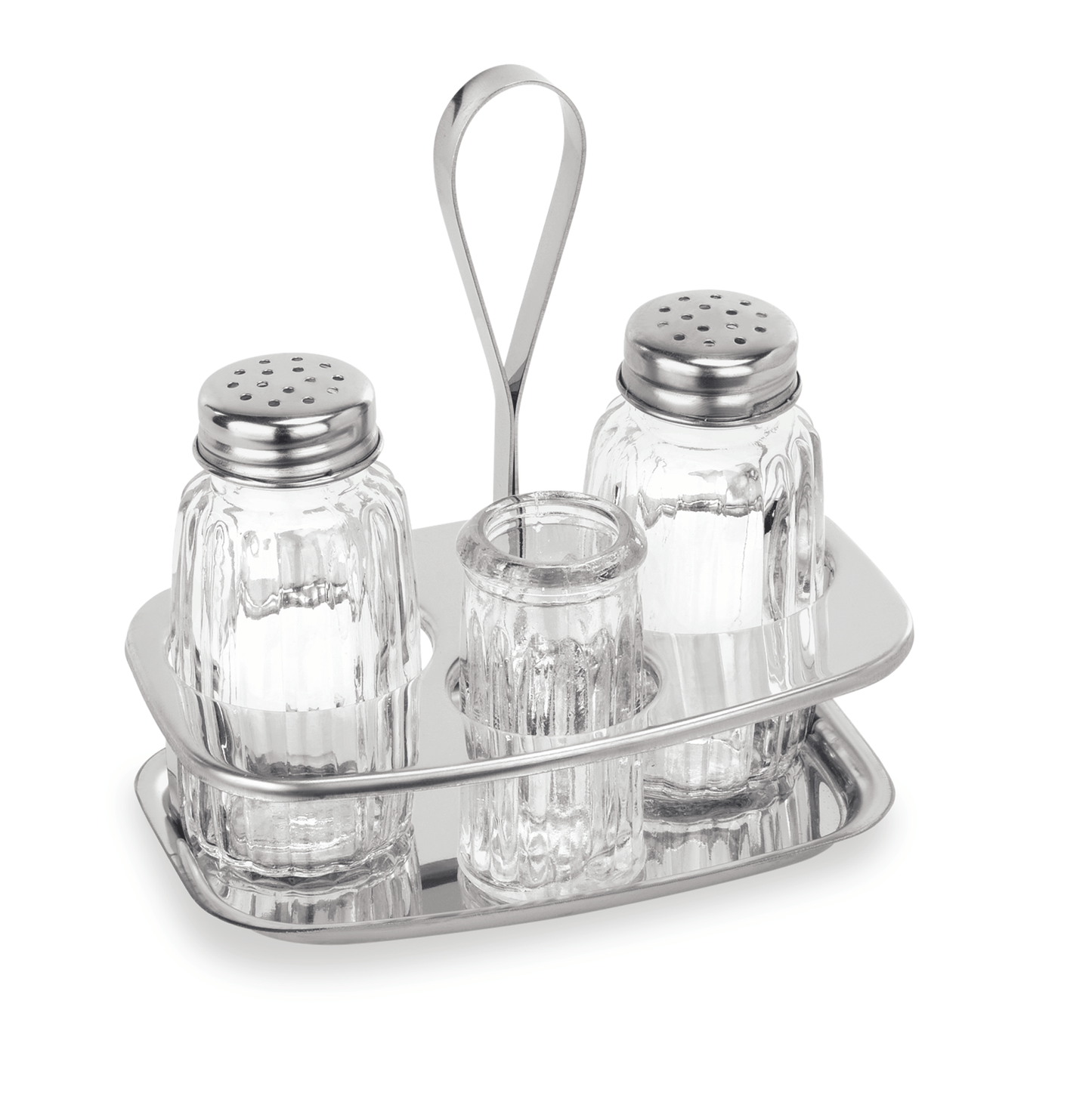 Menage 3-teilig MENAGE 1480, Salz, Pfeffer & Zahnstocherglas, Höhe 12,5 cm, Edelstahl, Glas 