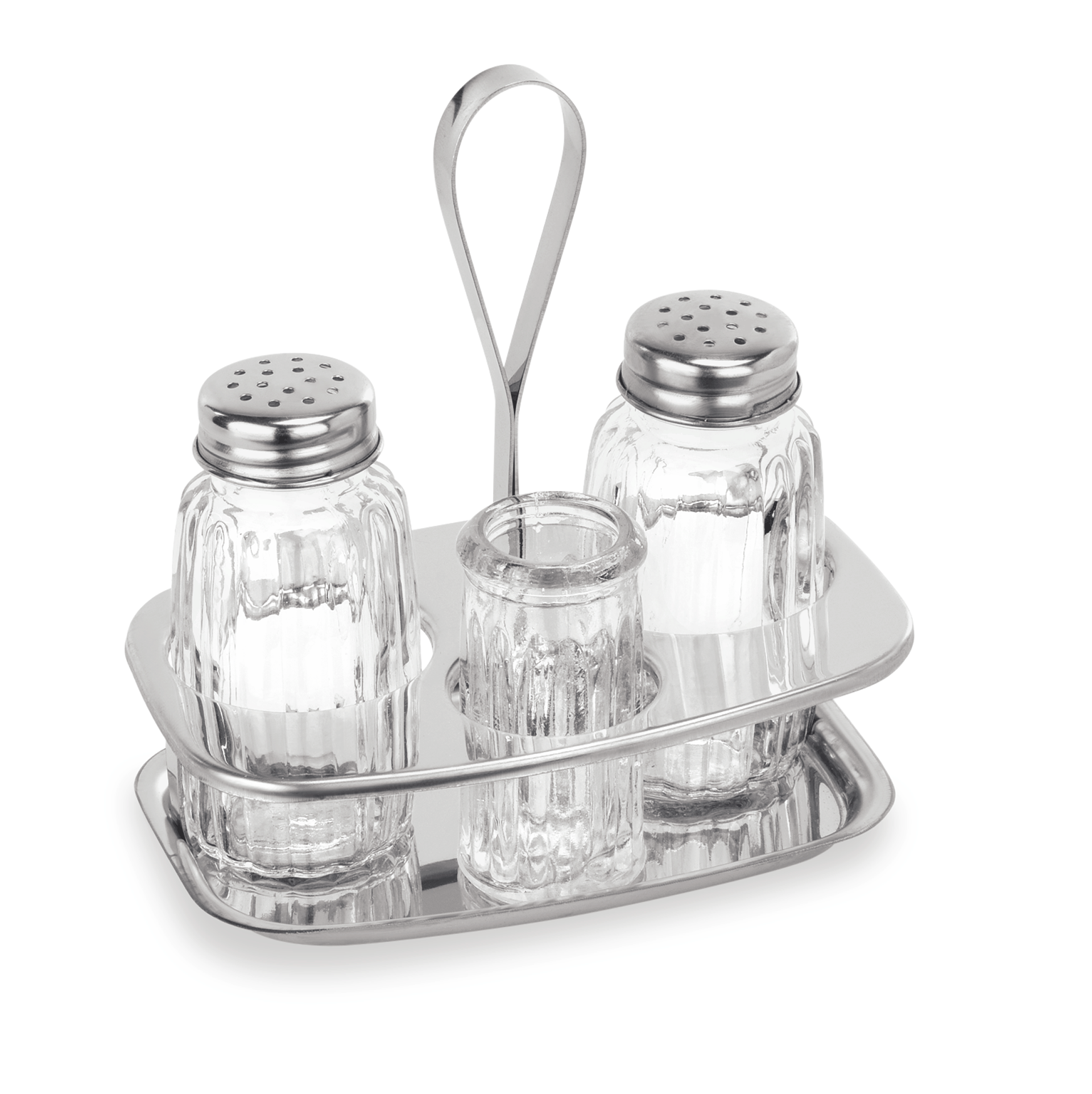 Menage 3-teilig MENAGE 1480, Salz, Pfeffer & Zahnstocherglas, Höhe 12,5 cm, Edelstahl, Glas 