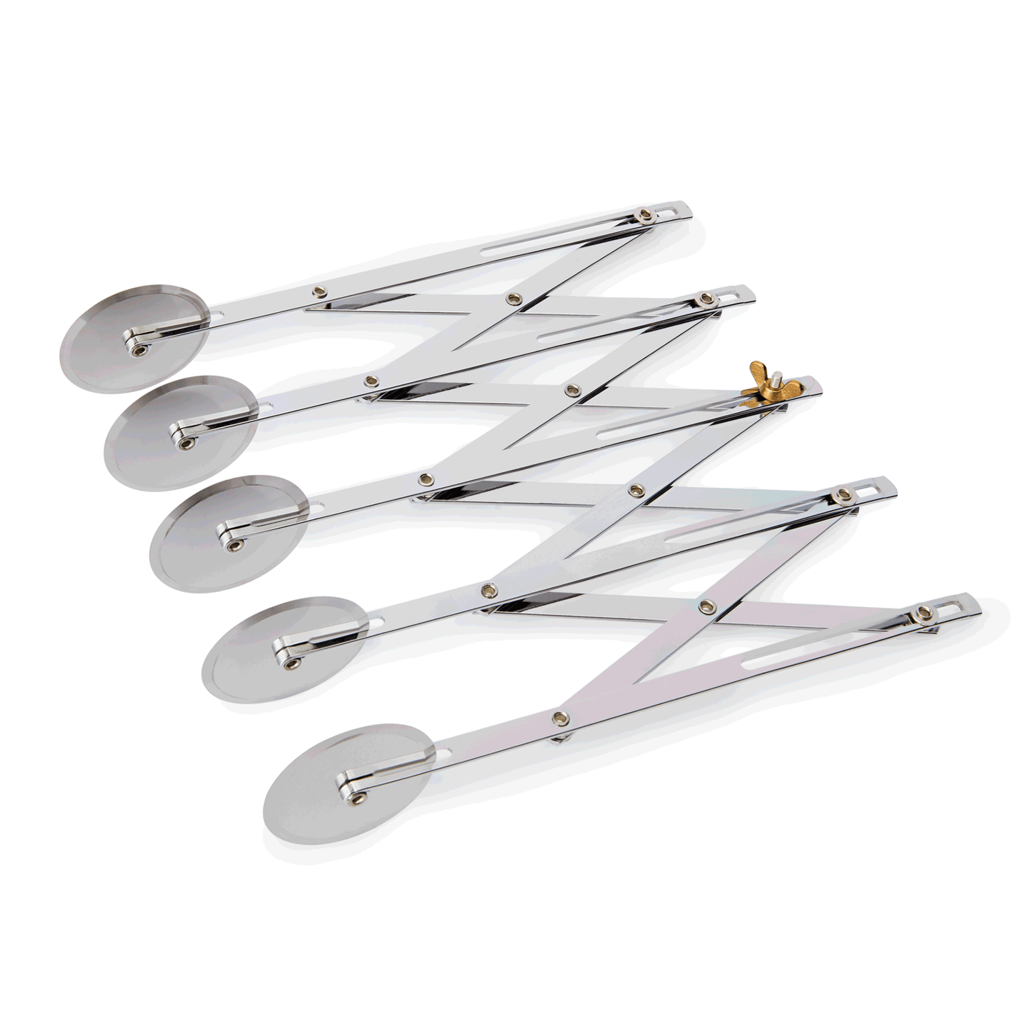 Teigschneider, 5 Rädchen Ø 5 cm, 24 cm, mit justierbarer max. Schnittbreite 12 cm, Edelstahl 