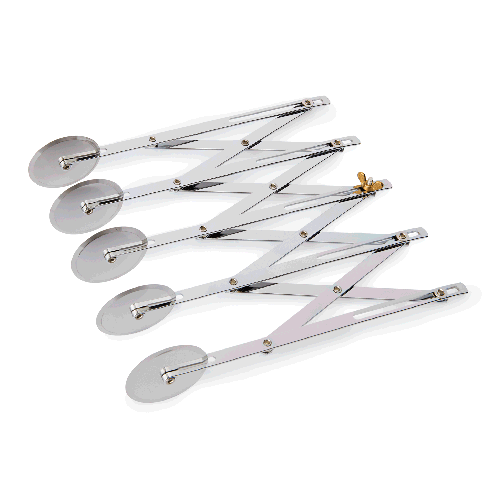 Teigschneider, 5 Rädchen Ø 5 cm, 24 cm, mit justierbarer max. Schnittbreite 12 cm, Edelstahl 