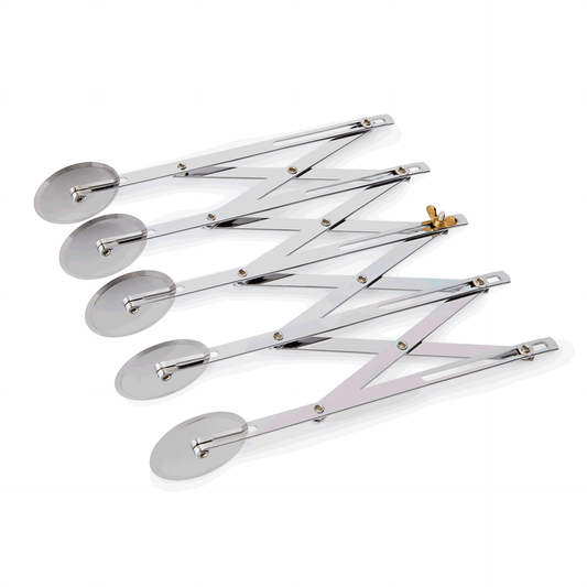 Teigschneider, 5 Rädchen Ø 5 cm, 24 cm, mit justierbarer max. Schnittbreite 12 cm, Edelstahl 