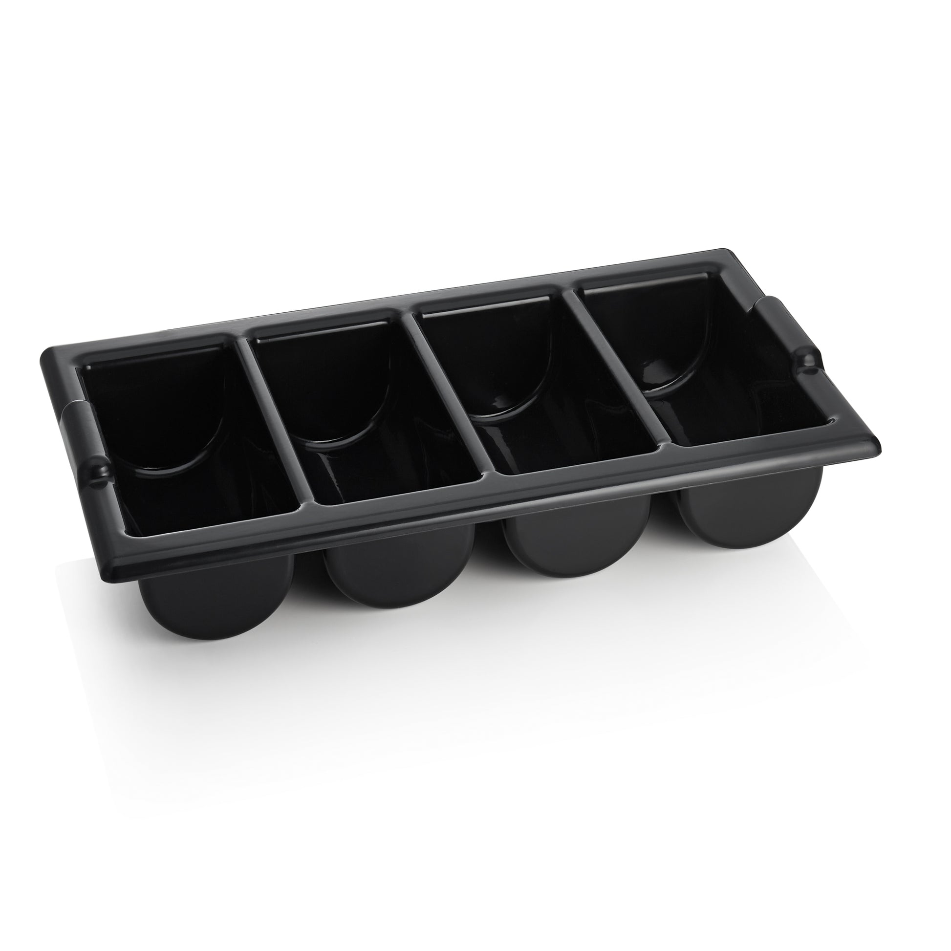 Besteckkasten GN 1/1 mit 4 Einteilungen, schwarz, Polyethylen 