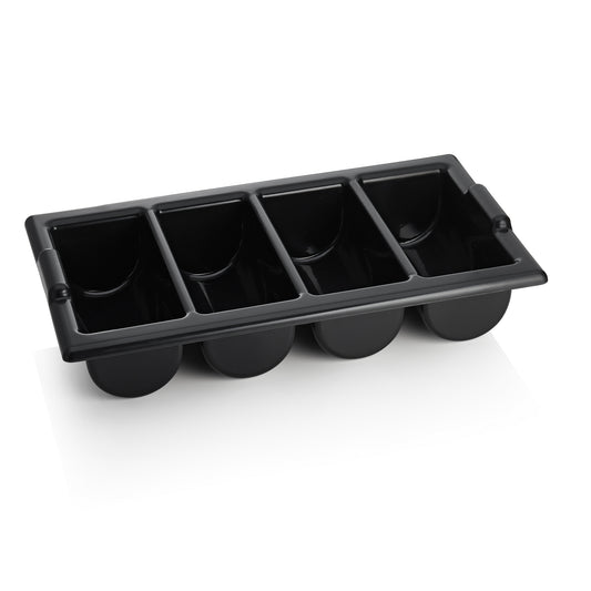 Besteckkasten GN 1/1 mit 4 Einteilungen, schwarz, Polyethylen 