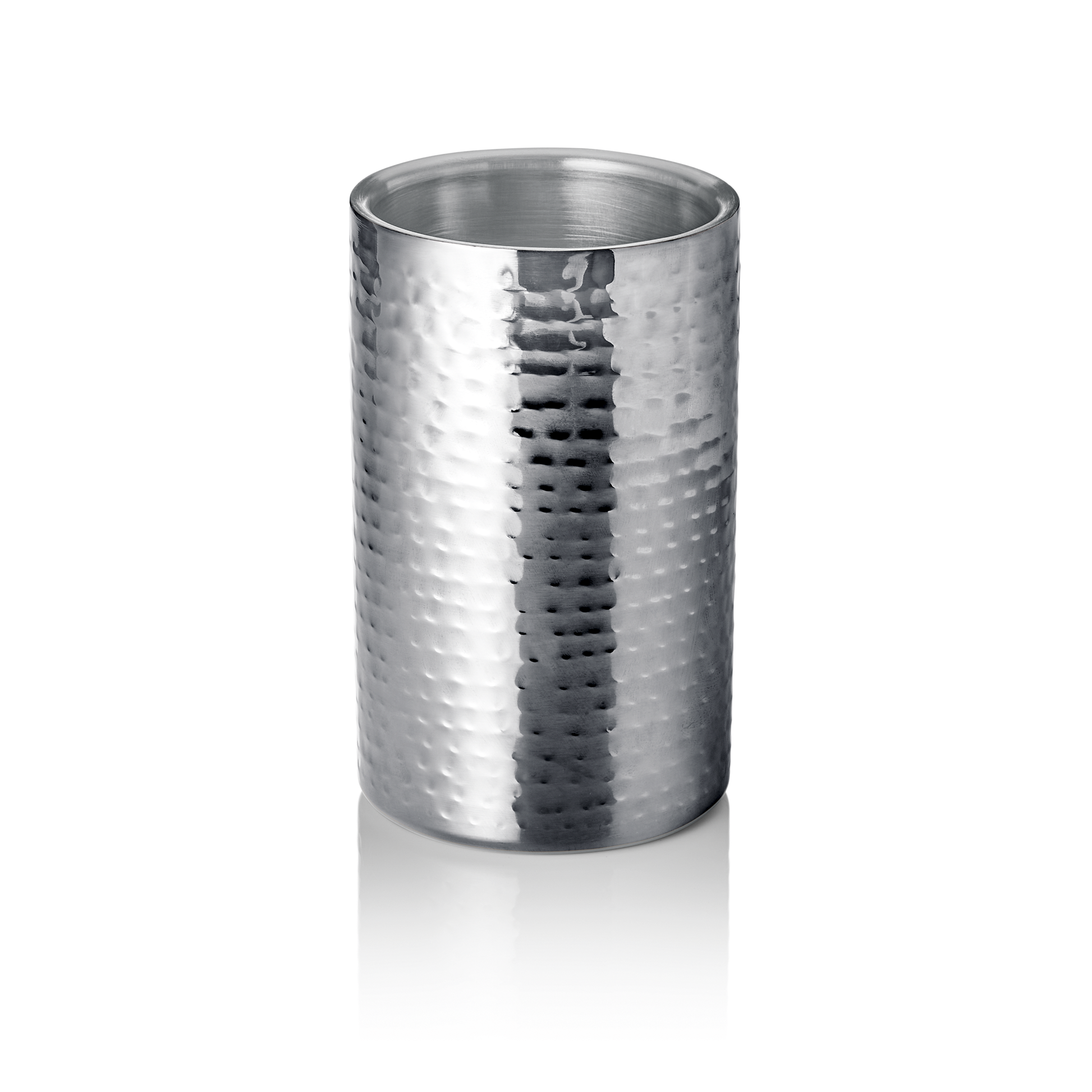 Flaschenkühler, Ø 12 cm, Höhe 19 cm, gehämmert, doppelwandig, Chromnickelstahl 