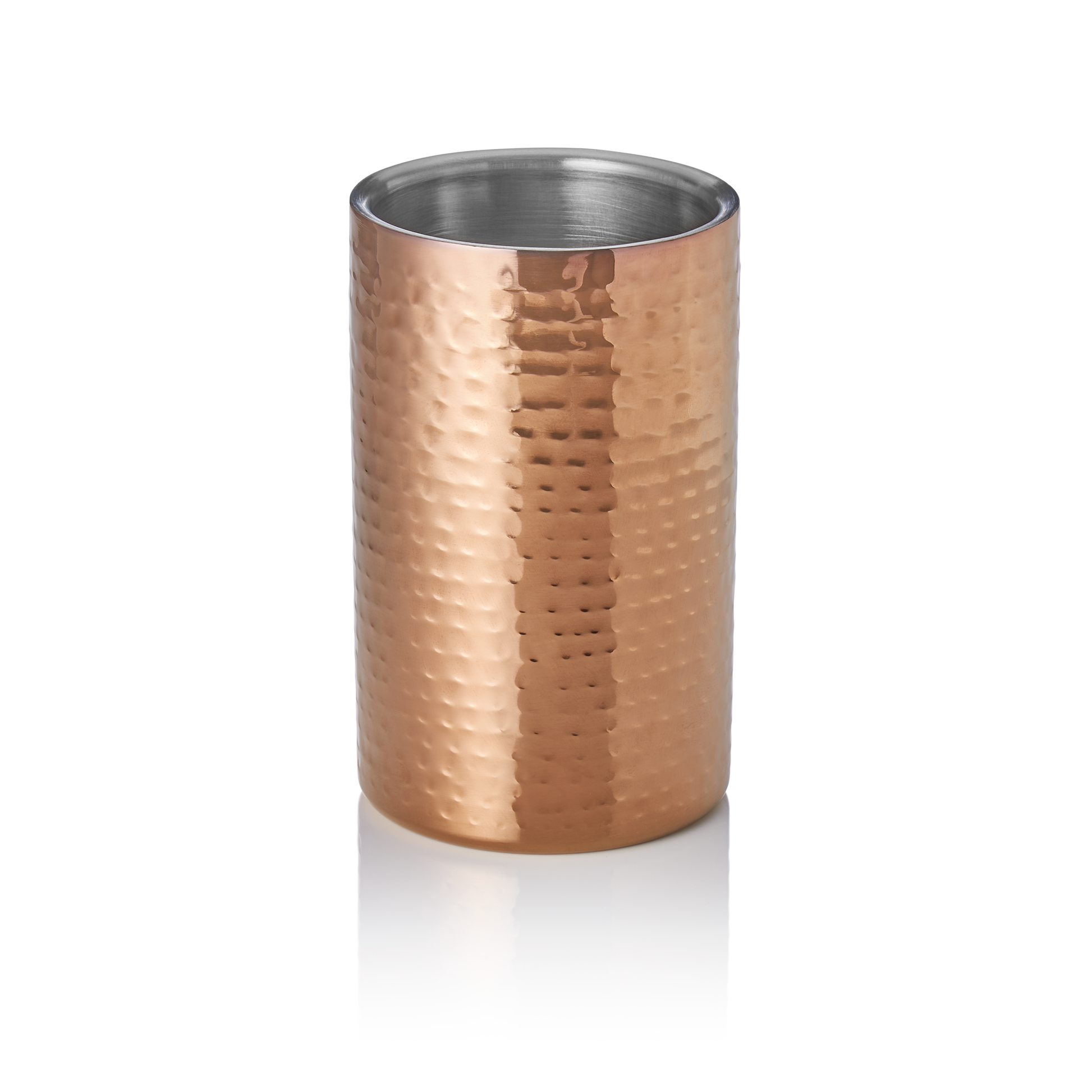 Flaschenkühler, Ø 12 cm, Höhe 19 cm, gehämmert, Titanium gold, doppelwandig, Chromnickelstahl, PVD-Beschichtung