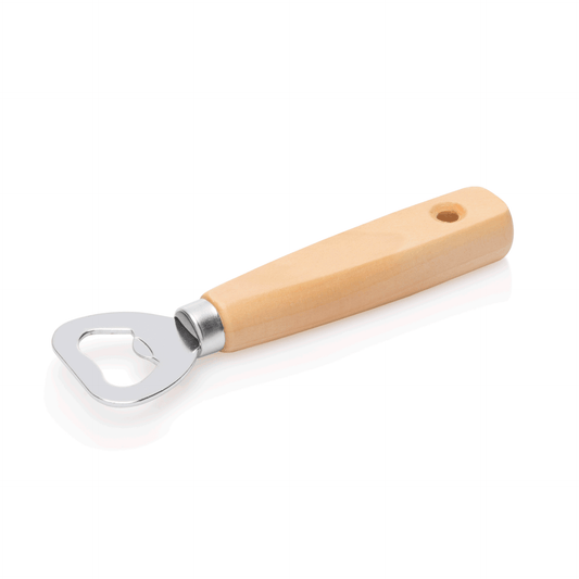 Flaschenöffner Set, 14,5 cm, Set á 12 Stück, verchromt, Holz 