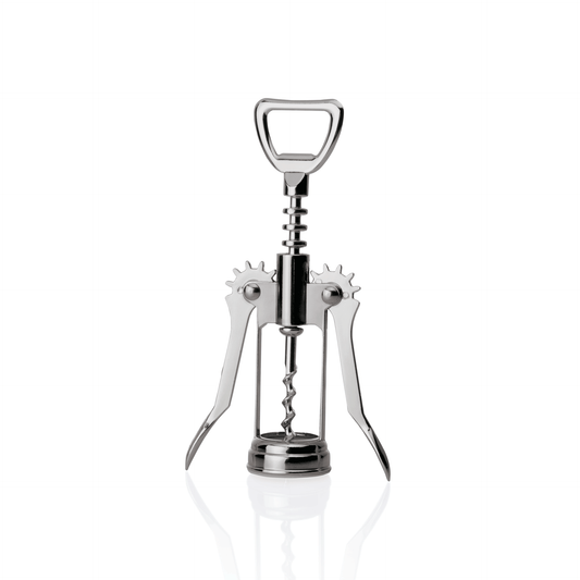 Hebelkorkenzieher mit Flaschenöffner, 17 cm, Messing, verchromt 
