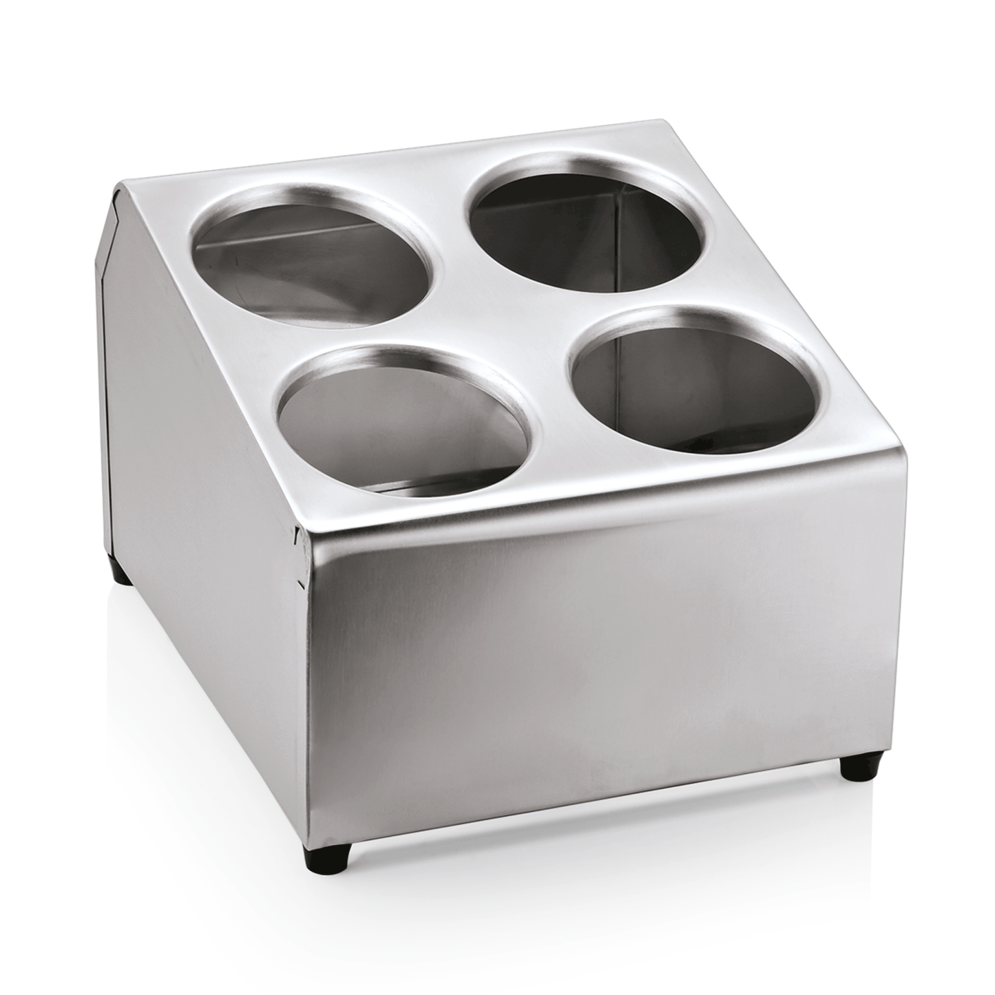 Besteckbehälter, 25,5 x 30 x 21 cm, für 4 Besteckköcher, Edelstahl 