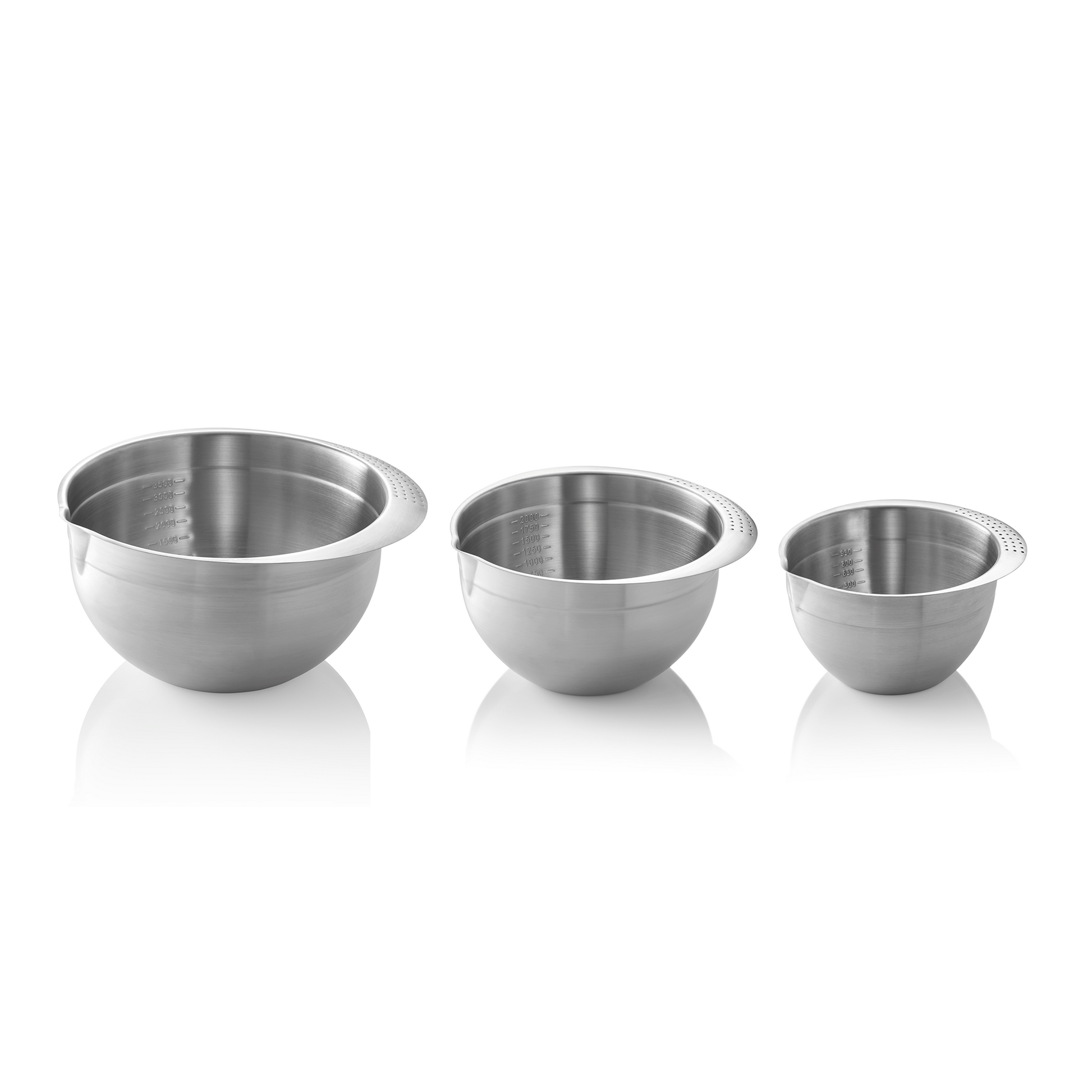 Rührschüssel Set, 3-teilig, 0,95/2,0/3,5 ltr., Chromnickelstahl 18/8 