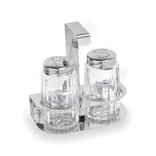 Menage 2-teilig Salz & Pfeffer, Höhe 10,5 cm, Edelstahl, Glas 